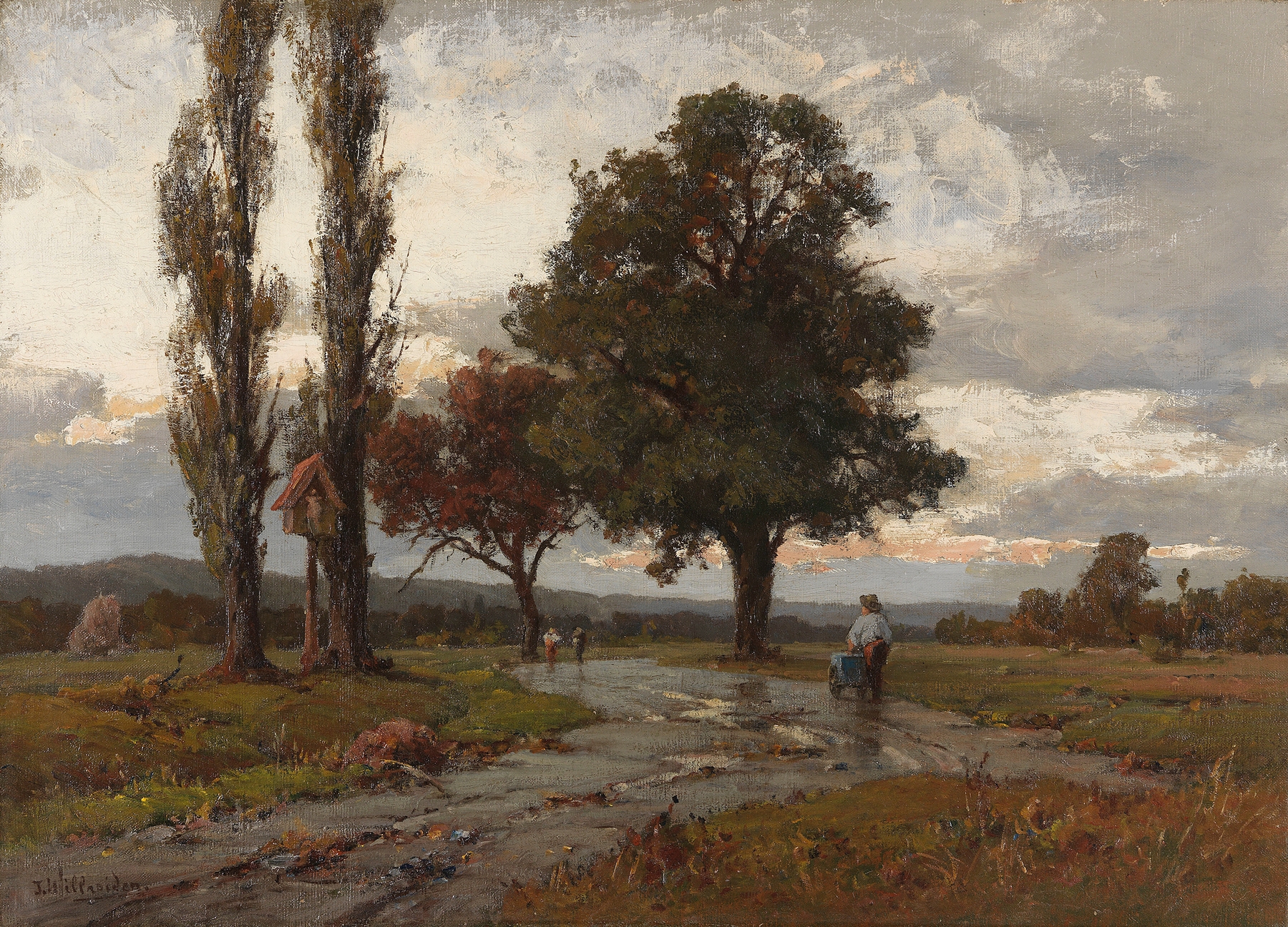 Landschaft mit abziehendem Gewitter by Josef Willroider, oil painting depicting a stormy landscape