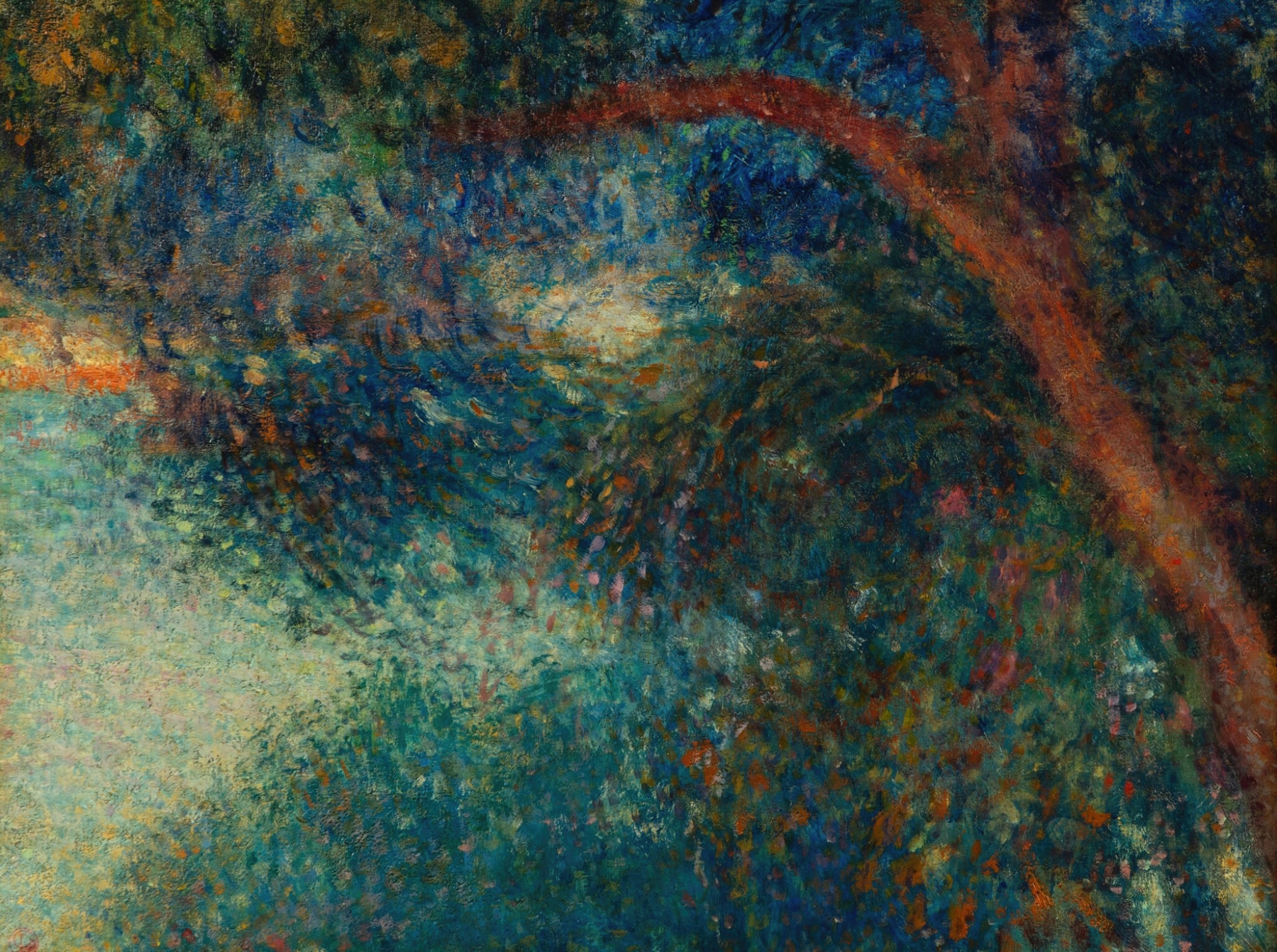 Weeping willow by a river, oil on canvas by Georges Lemmen