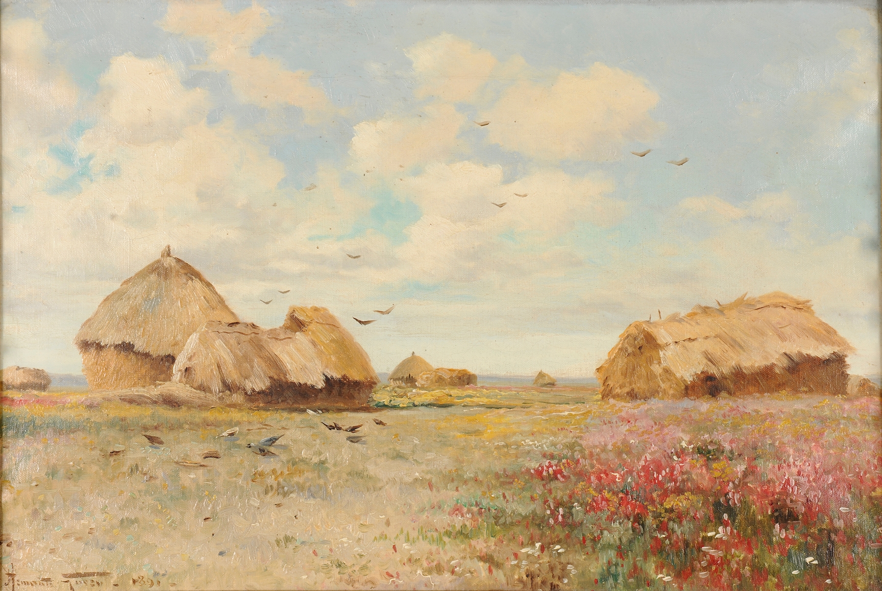 Botanical scene with colorful flowers by Armand Guéry, 1891