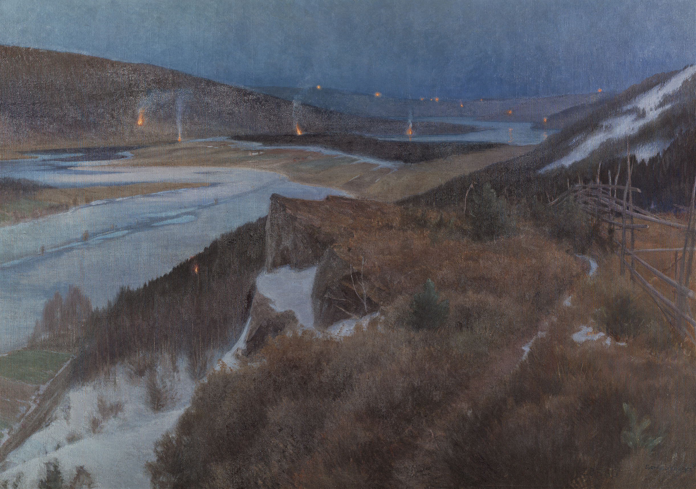 Walpurgis Night in Bergslagen, oil on canvas by Anshelm Schultzberg