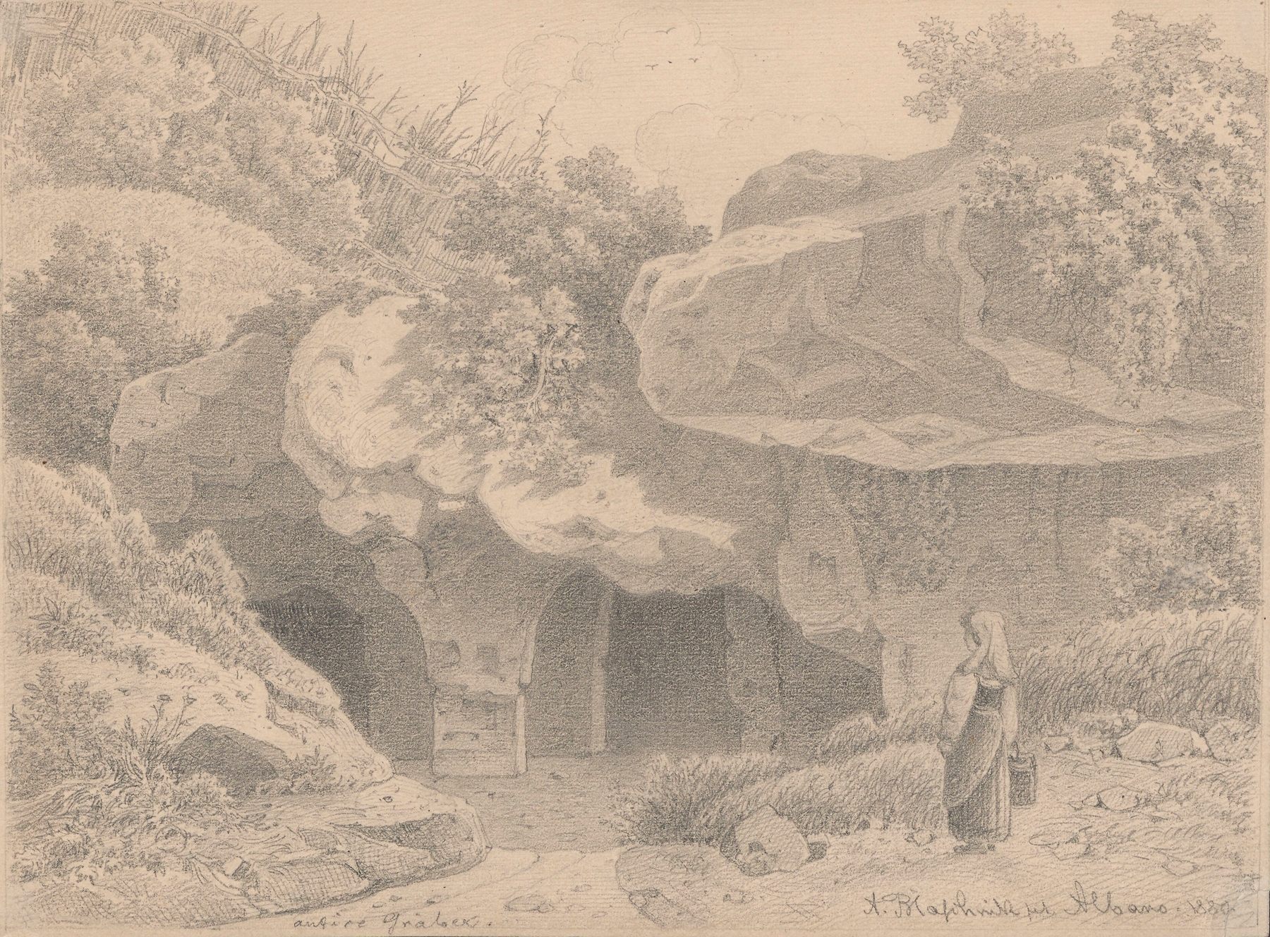 Ancient tombs in the vicinity of Albano, oil painting by Arthur Blaschnik