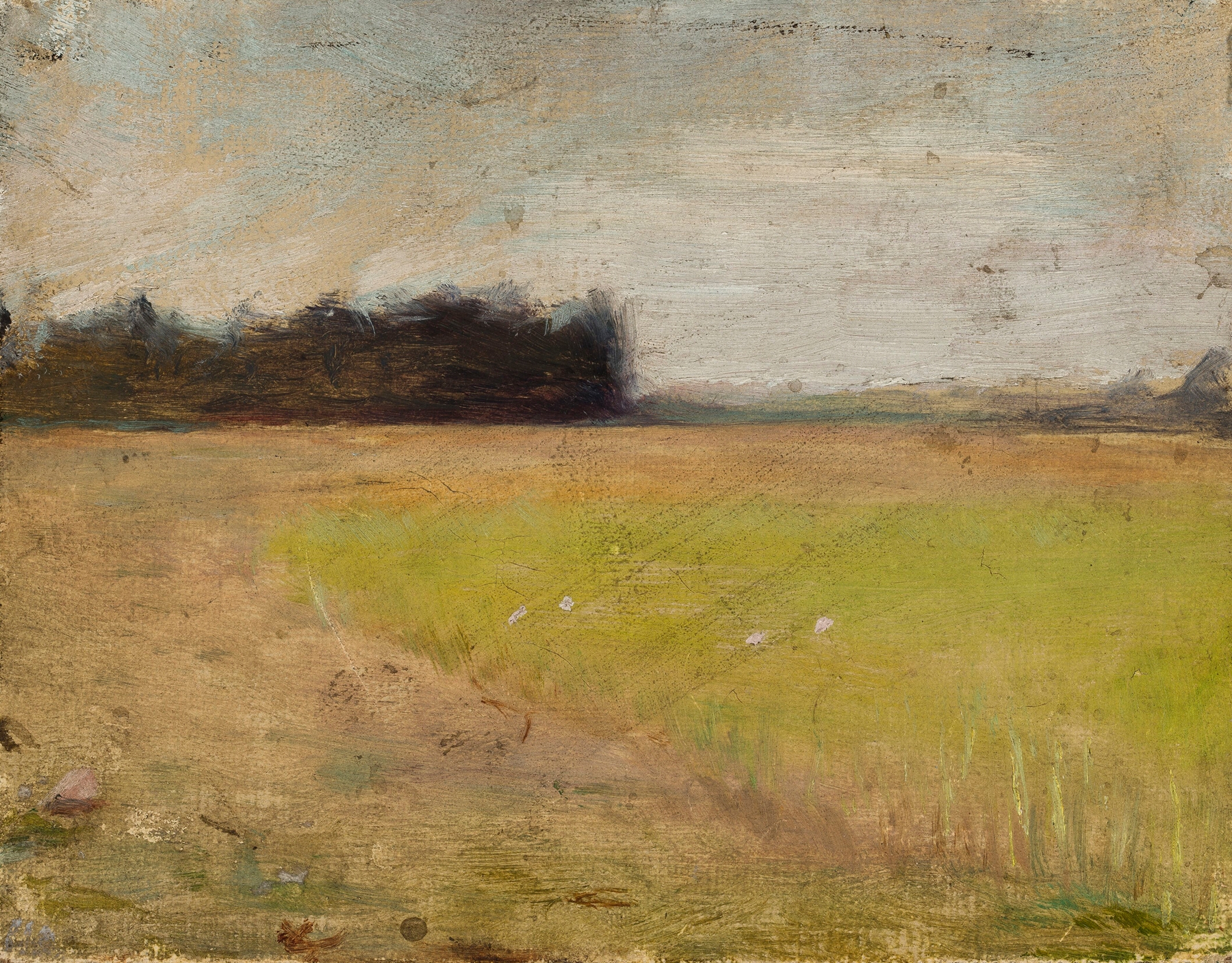 Landscape in Finland by Jan Ciągliński, oil painting depicting a serene lake and forest.