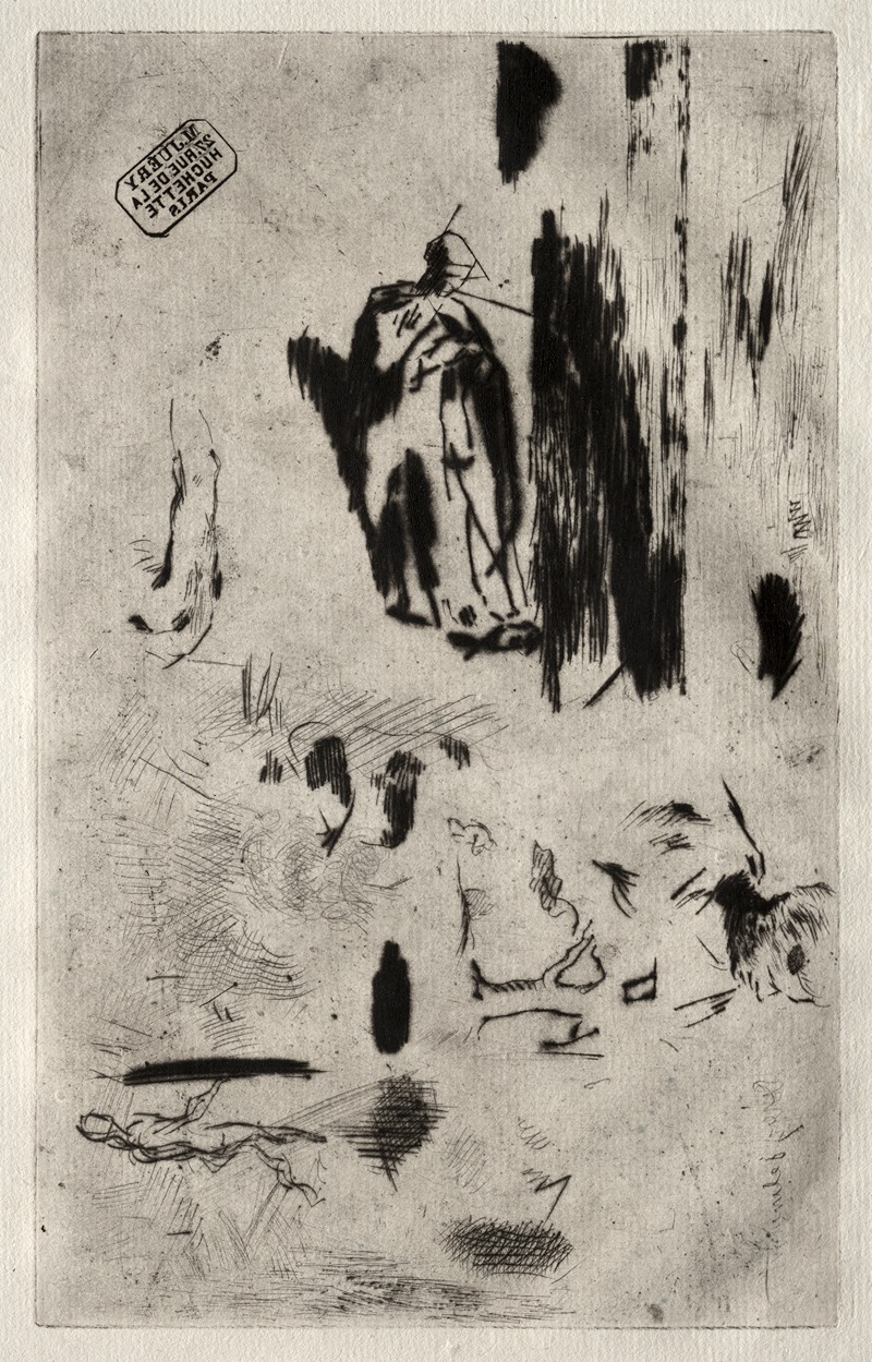 A plate featuring sketches by Jean-François Millet.