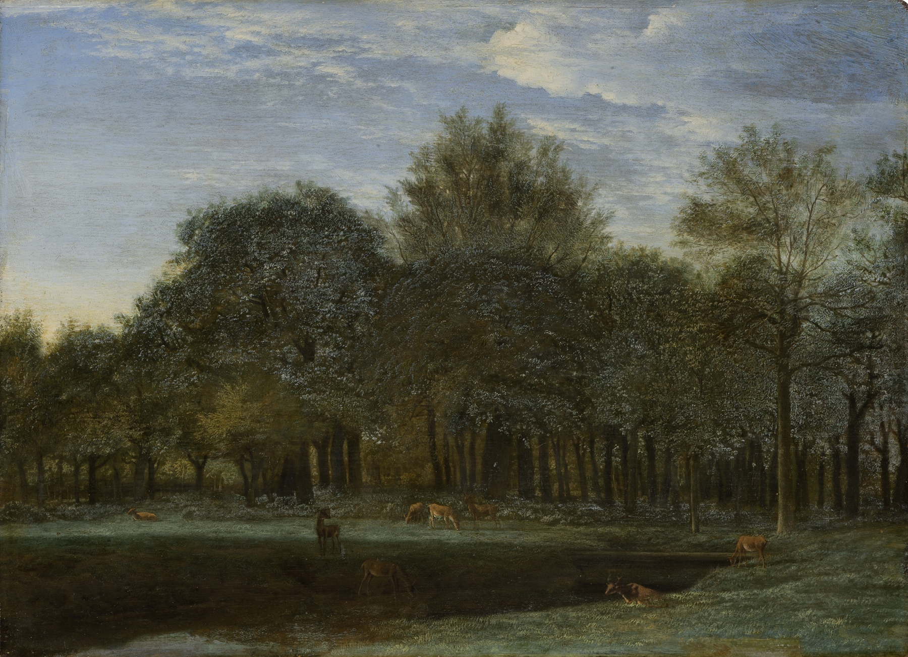 Forest Clearing with Grazing Deer, by Adriaen van de Velde, public domain