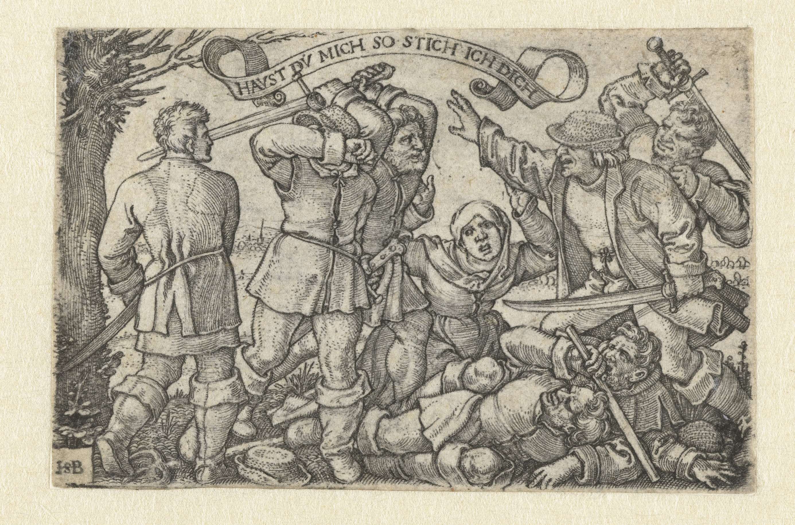 Vechtende boeren met zwaarden, by Hans Sebald Beham, public domain