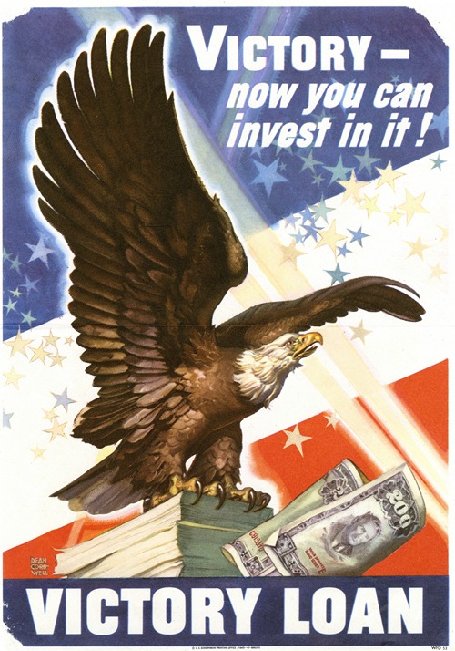 A promotional painting for Victory loans featuring a strong allegorical figure.