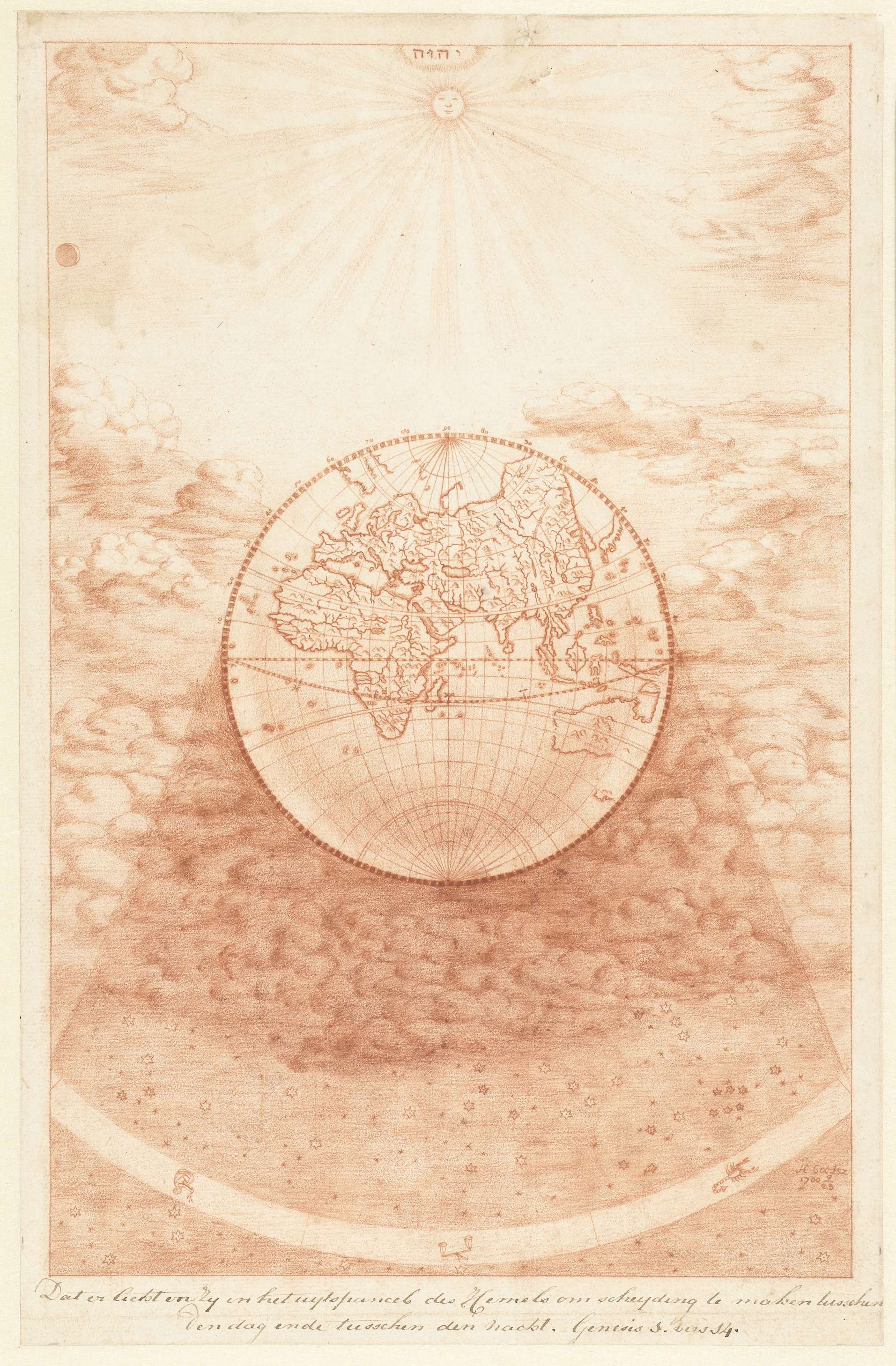 Allegorical drawing of light and shadow by Herman Coets, paper medium