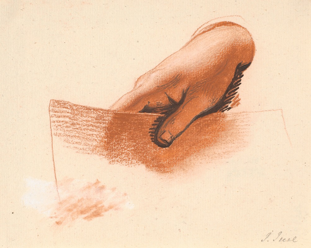 A study of a man's right hand holding a piece of paper by Jens Juel.