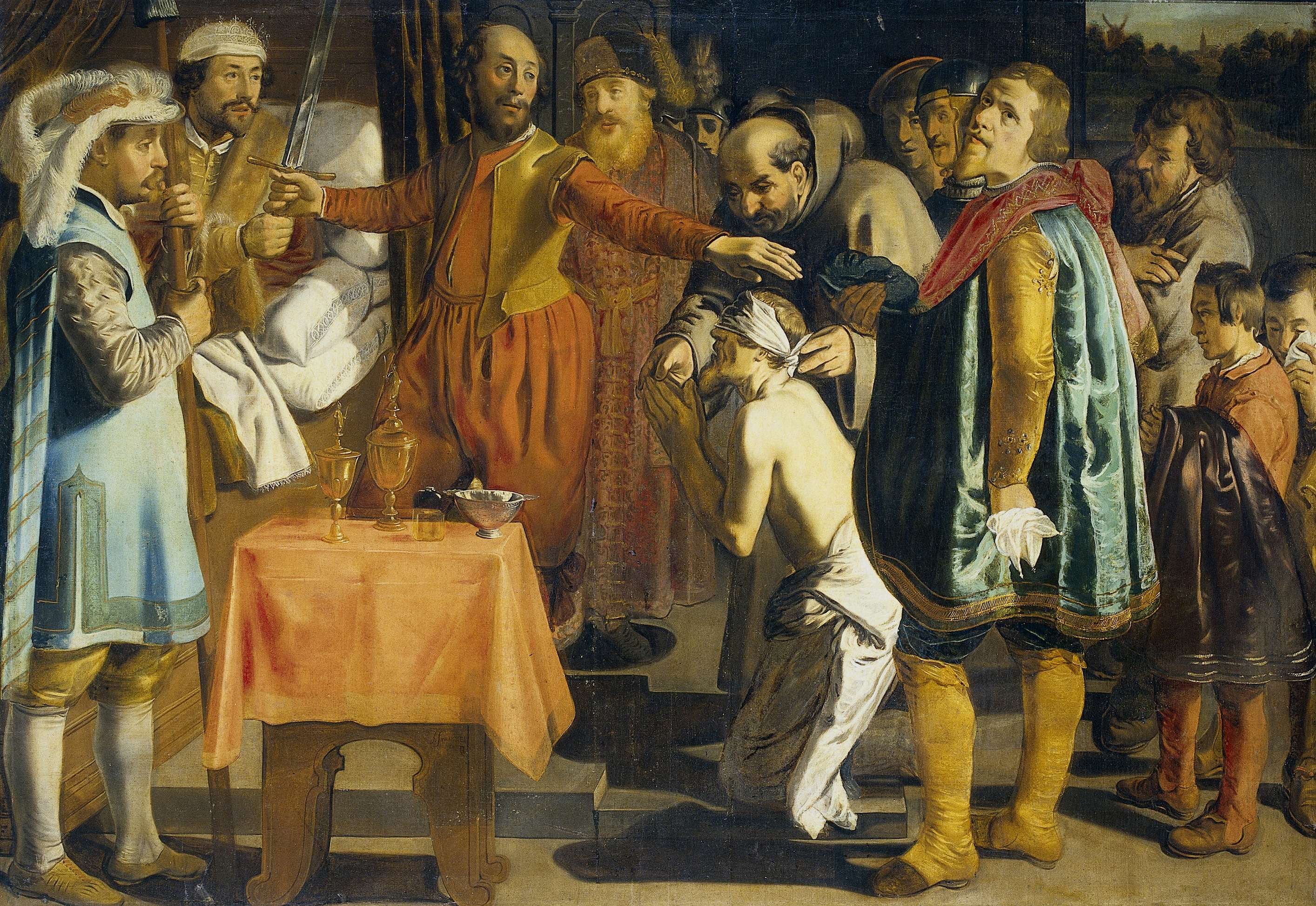 Historical scene of Willem III, Count of Holland, oil painting by Simon Henrixz