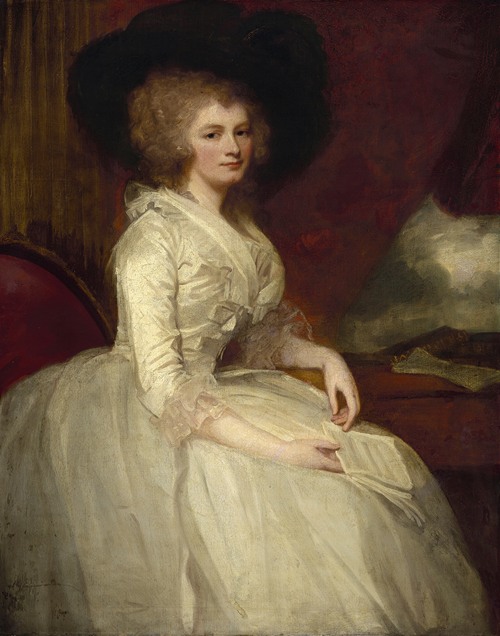 A portrait of Mrs. Alexander Blair by George Romney.