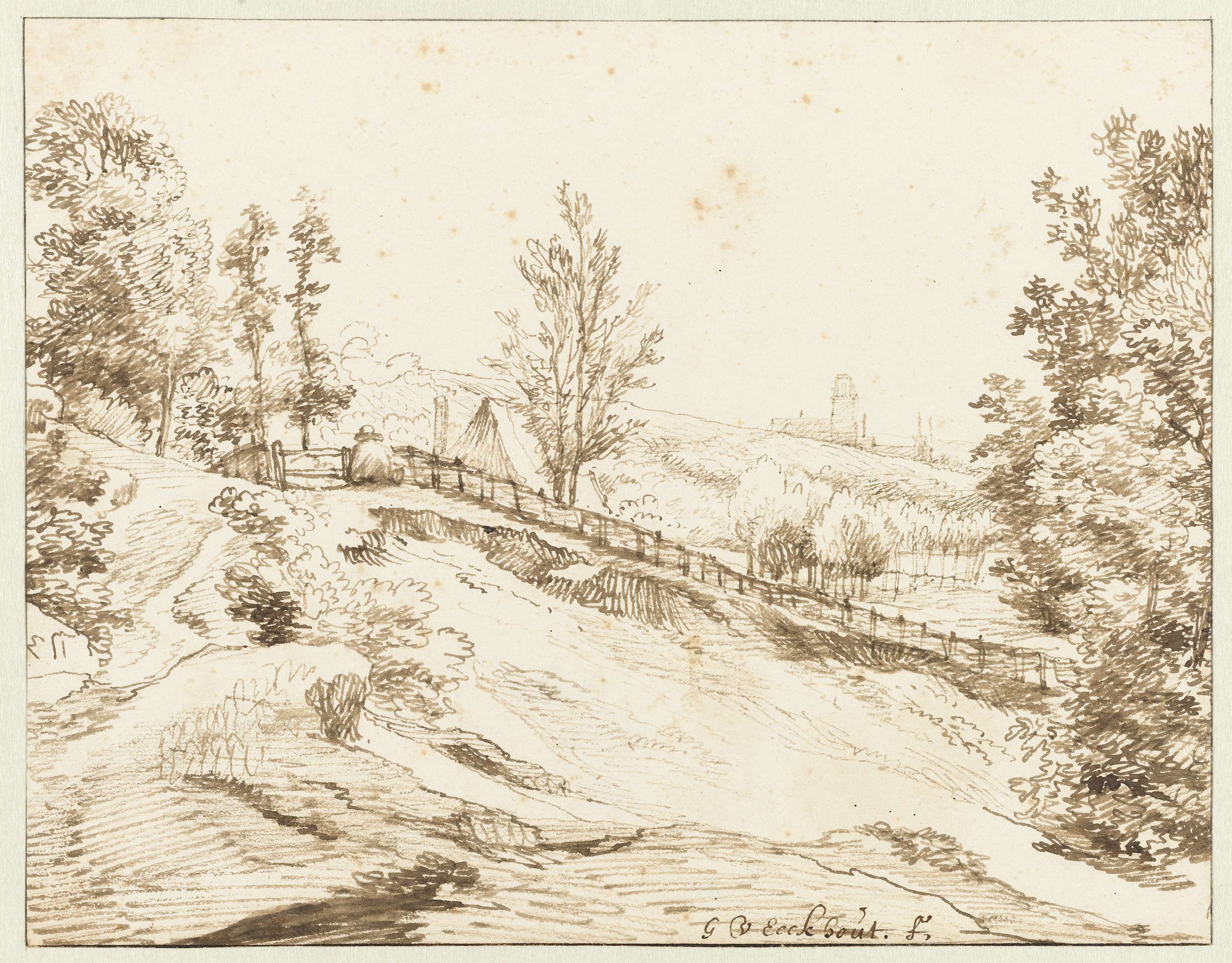 Undulating landscape with Arnhem in the distance, oil painting by Gerbrand van den Eeckhout