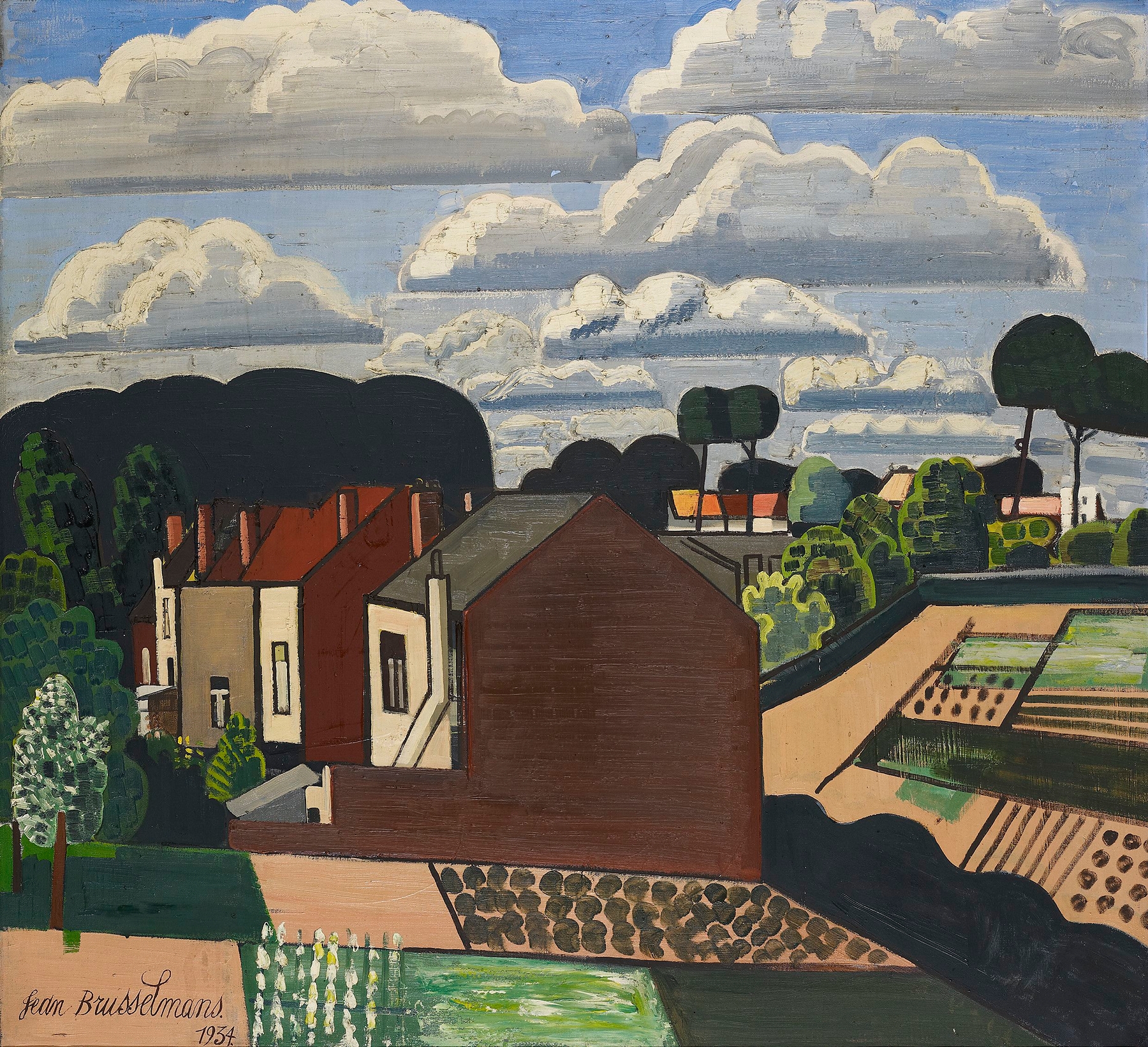 Lush foliage and sky in Tuinen by Jean Brusselmans, oil painting