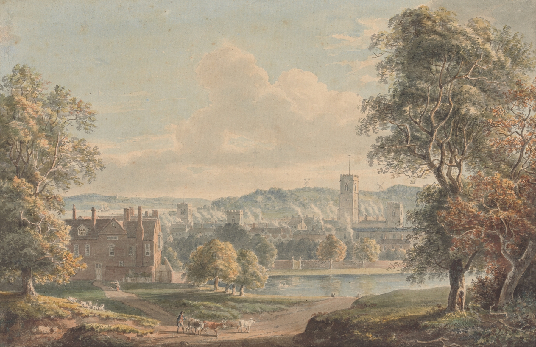Ipswich from the Grounds of Christchurch Mansion, by Paul Sandby, public domain