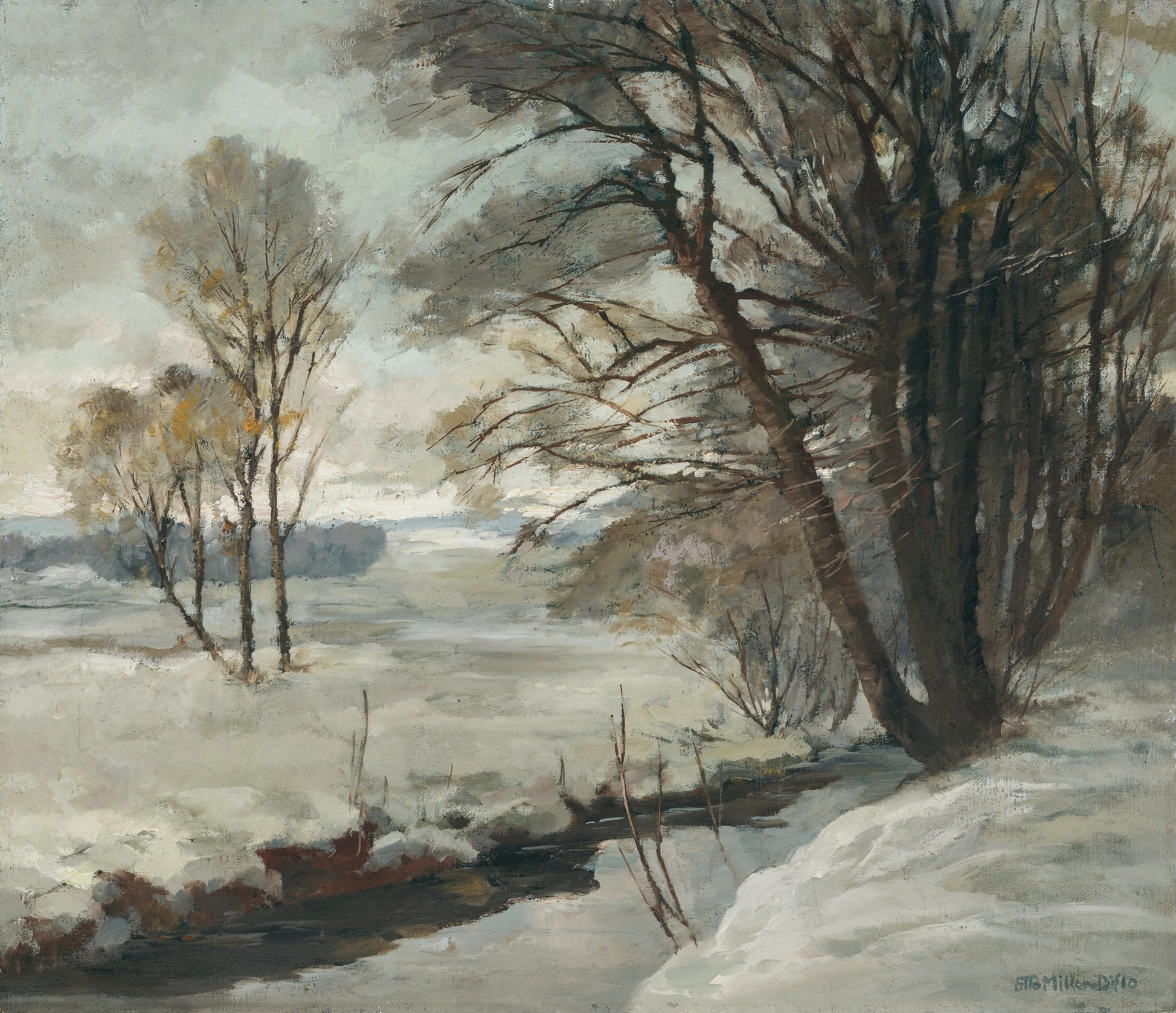 Winterlandschaft by Otto Miller-Diflo, an expressionist landscape depicting a snowy scene.
