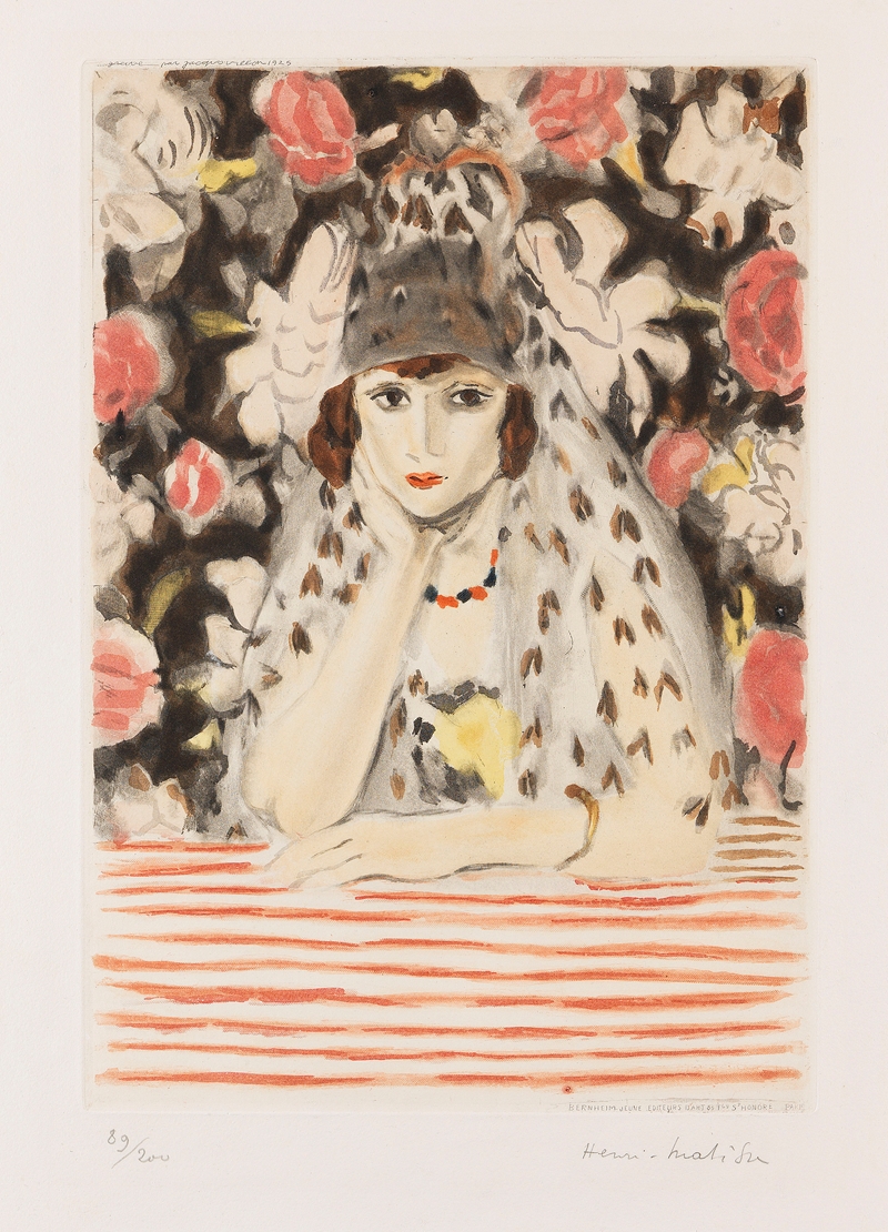 Henri Matisse's 'L’Espagnole à la Mantille' features a woman in traditional Spanish attire.