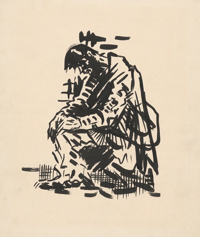 A portrait of a tired man seated, showcasing the artist's attention to detail.
