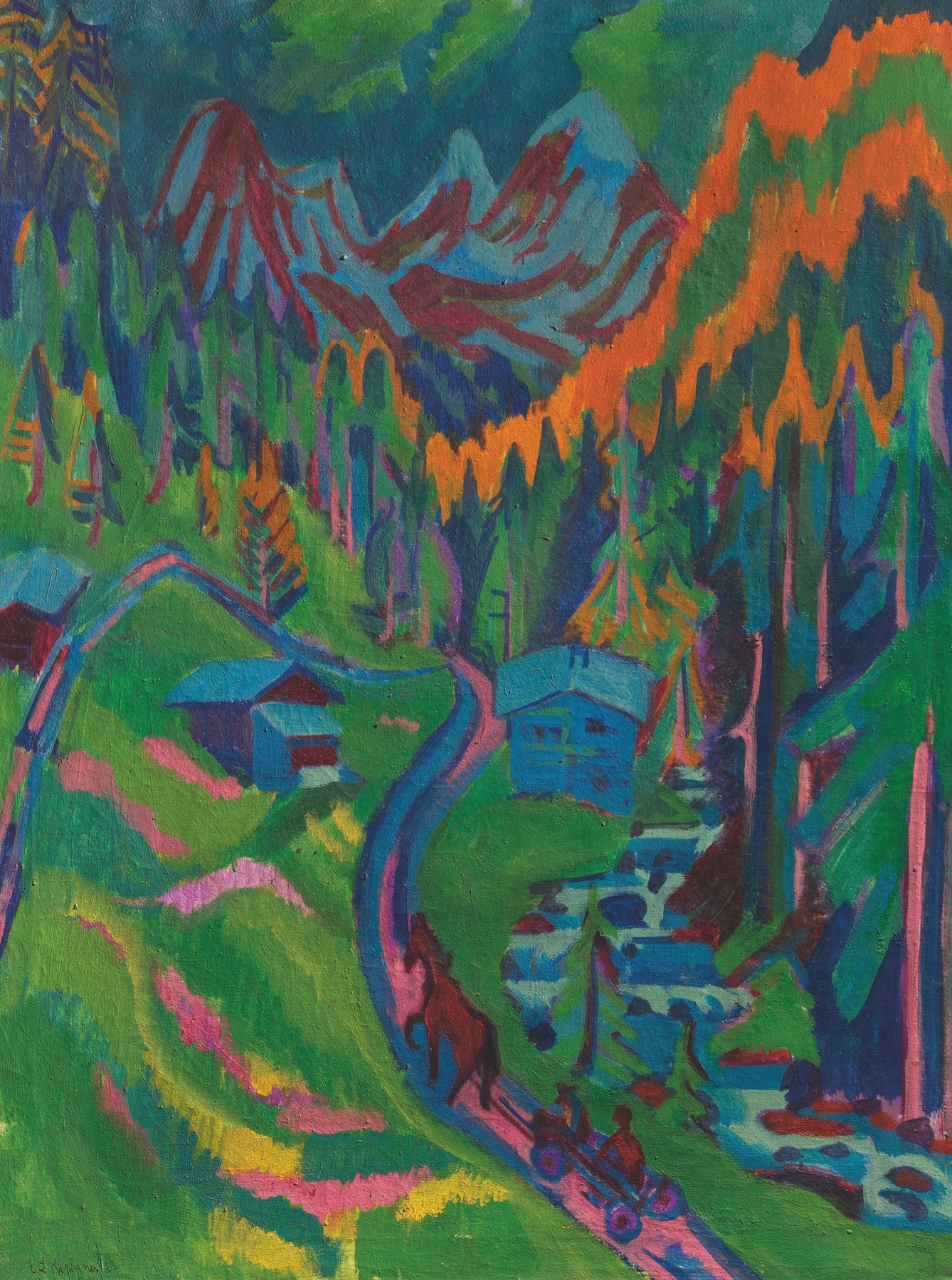Sertigweg im Sommer, by Ernst Ludwig Kirchner, public domain