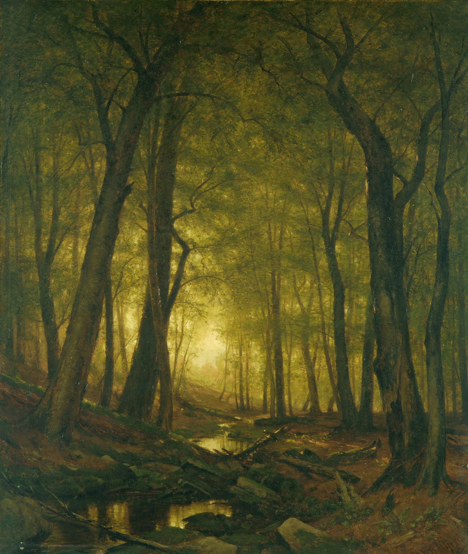 Evening in the Woods, by Worthington Whittredge, public domain