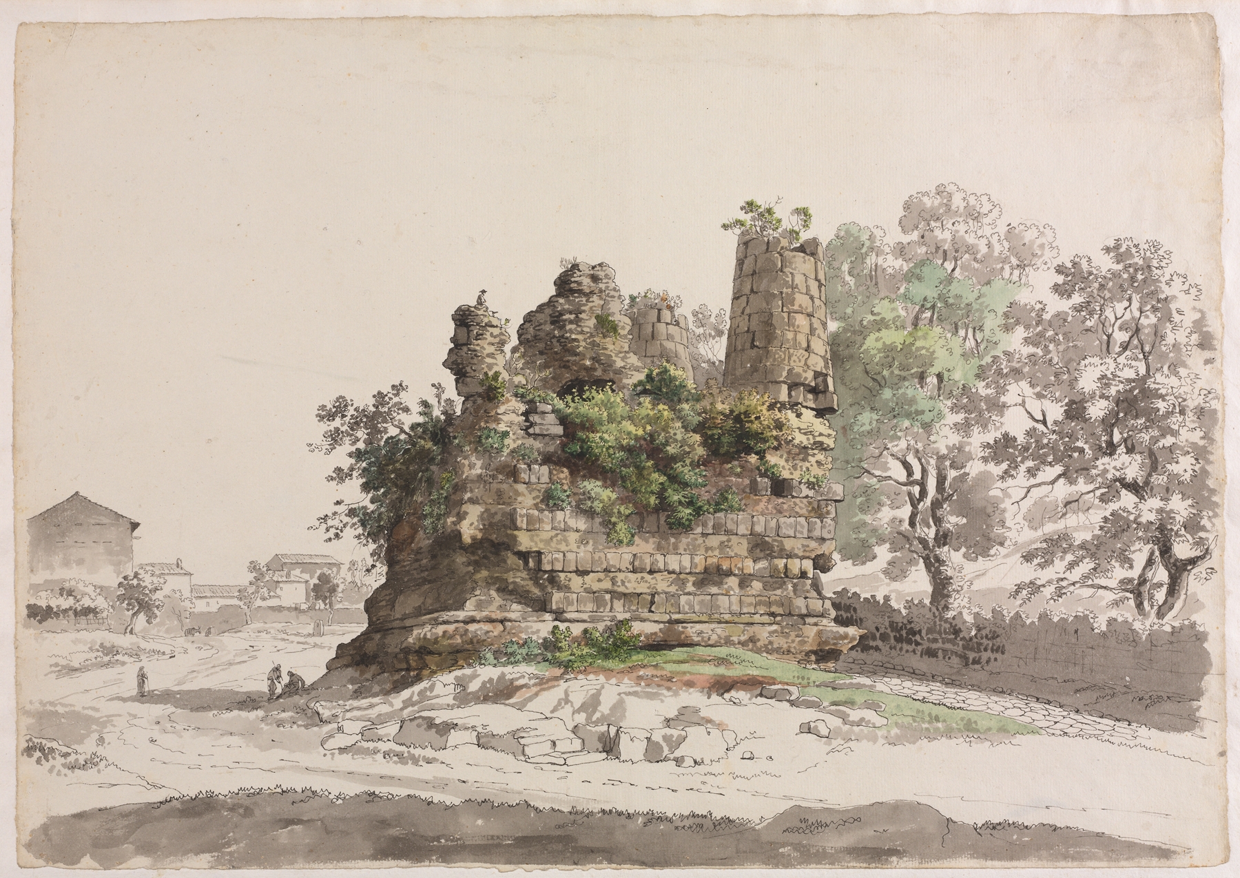 Neoclassical sepulcher with church by Carlo Labruzzi