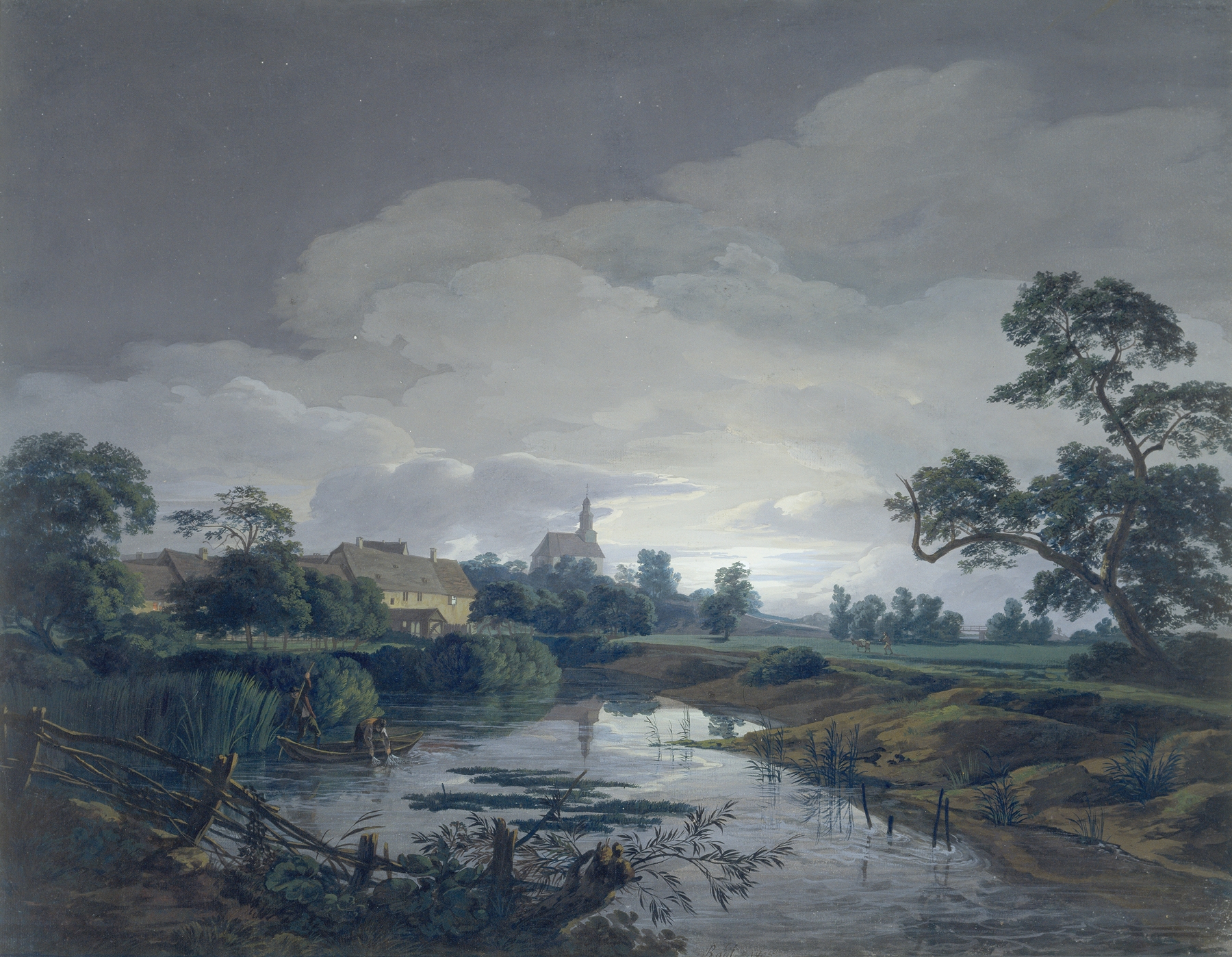 Die Mühle bei Eschersheim im Mondschein, by Anton Radl, public domain