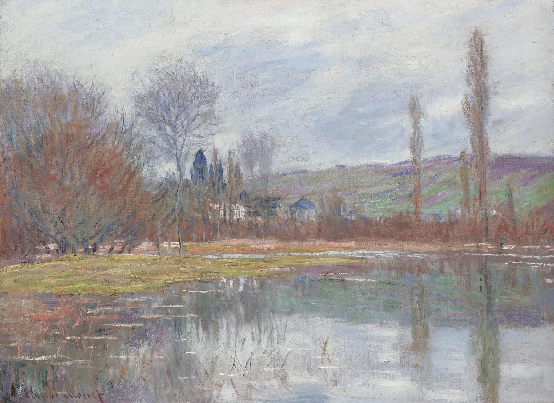 Landscape with cherry blossoms in spring, oil painting by Claude Monet