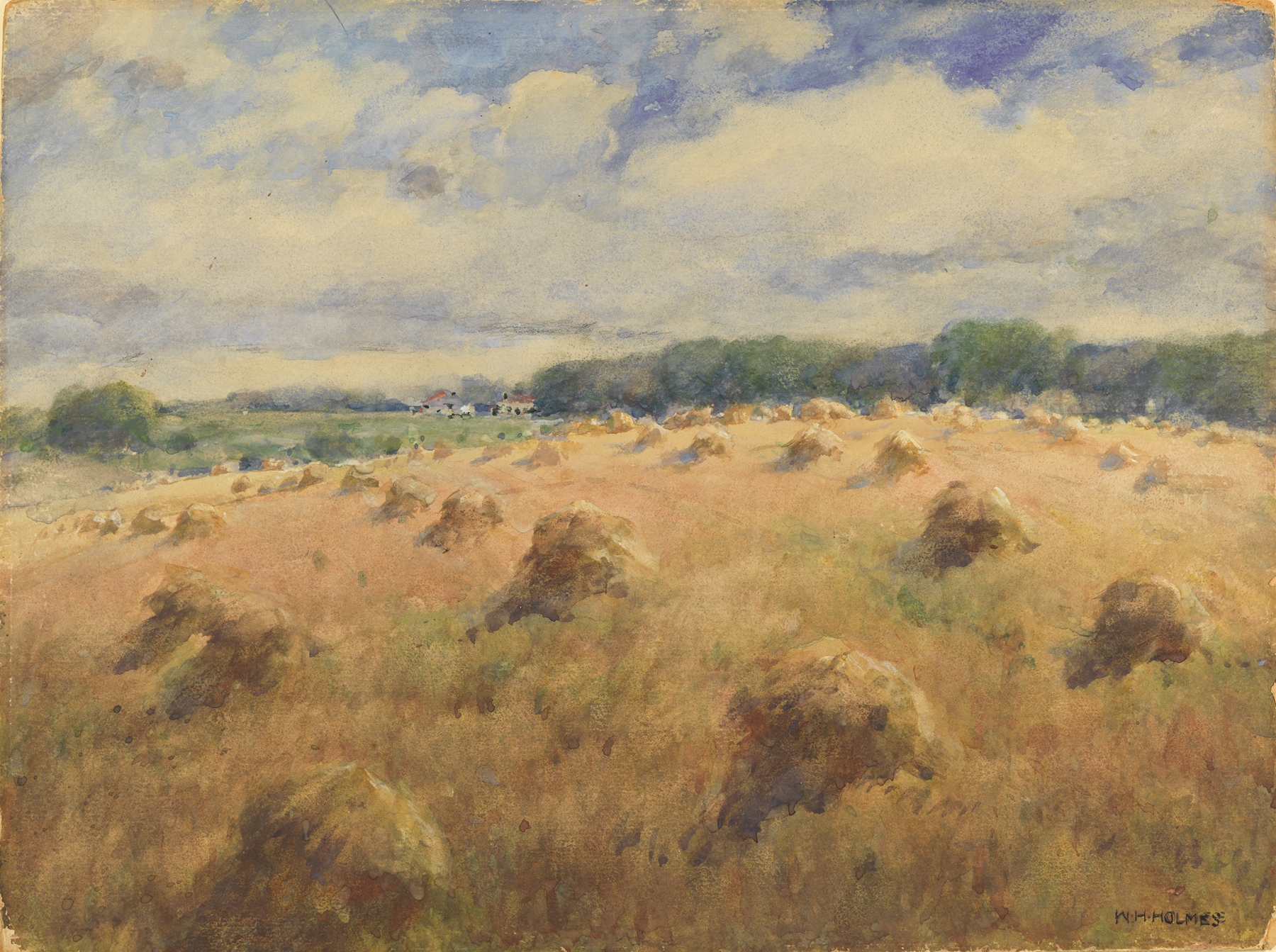 Maryland Wheat Fields by William Henry Holmes, realism, depicting golden wheat under a serene sky.