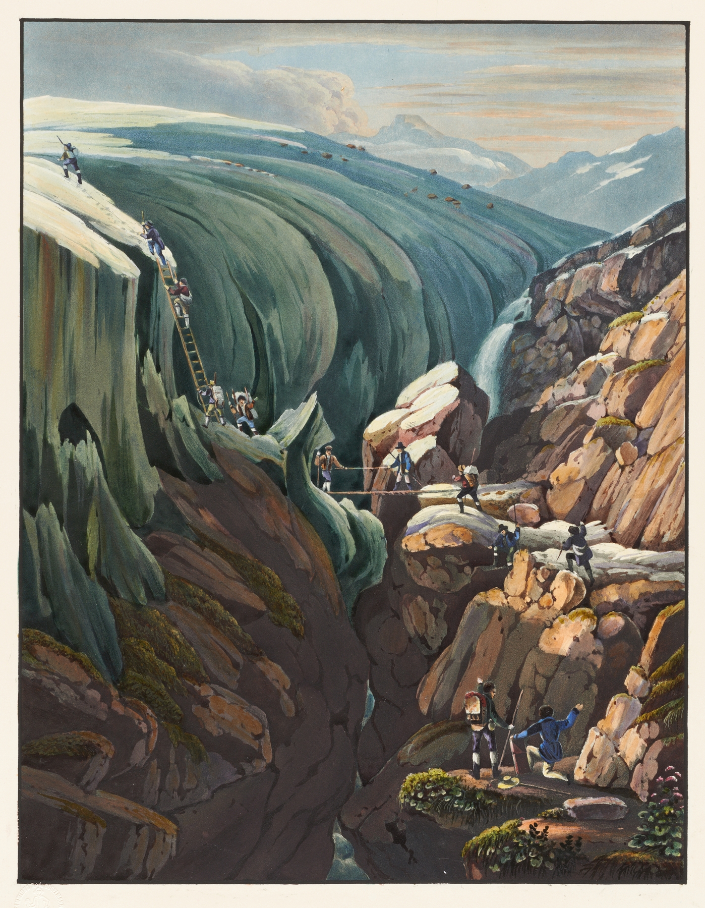Landscape with mountains and glacier, oil on canvas by Johann Ludwig Bleuler