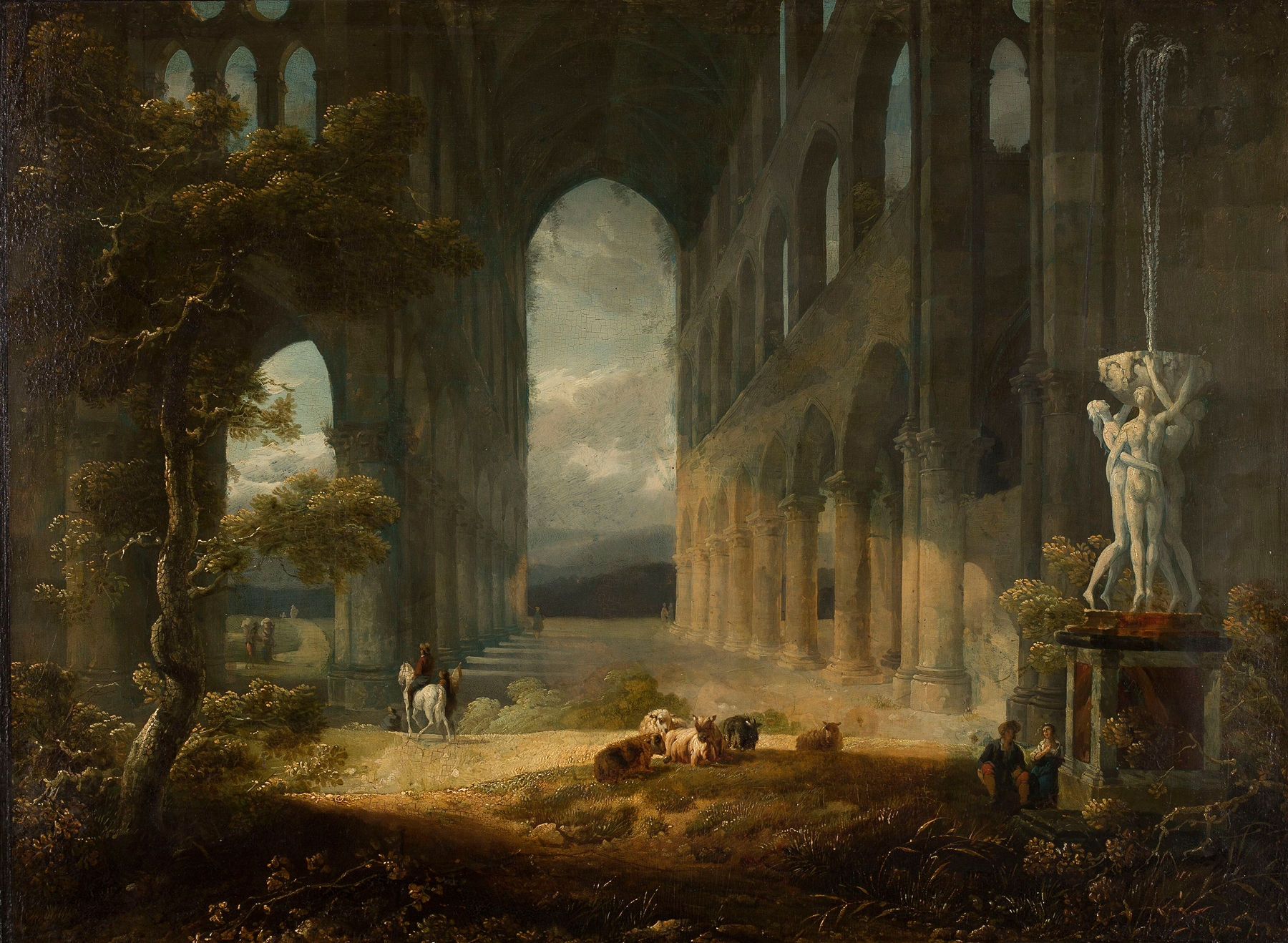 Pastoral landscape with ruins, oil painting by Jean-François Depelchin