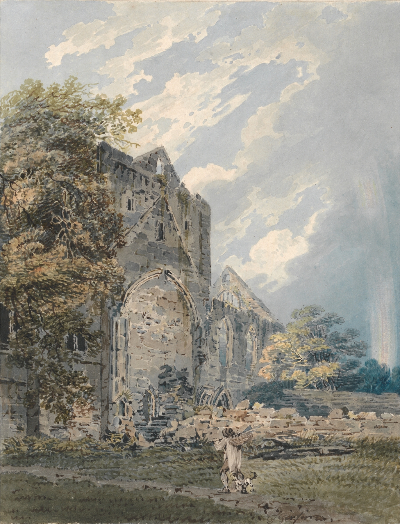 Pluscardine Abbey, Elgin, by Thomas Girtin, public domain