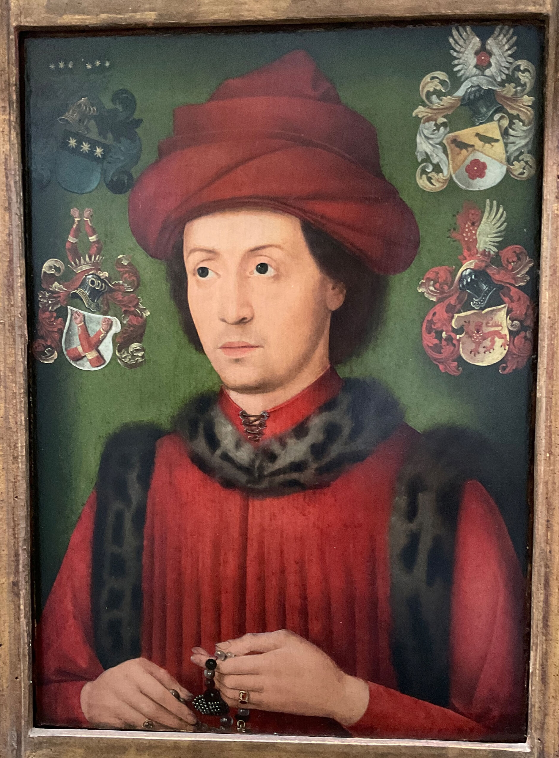 Portrait of a man in dark attire, oil on panel by Bartholomaeus Bruyn the Elder