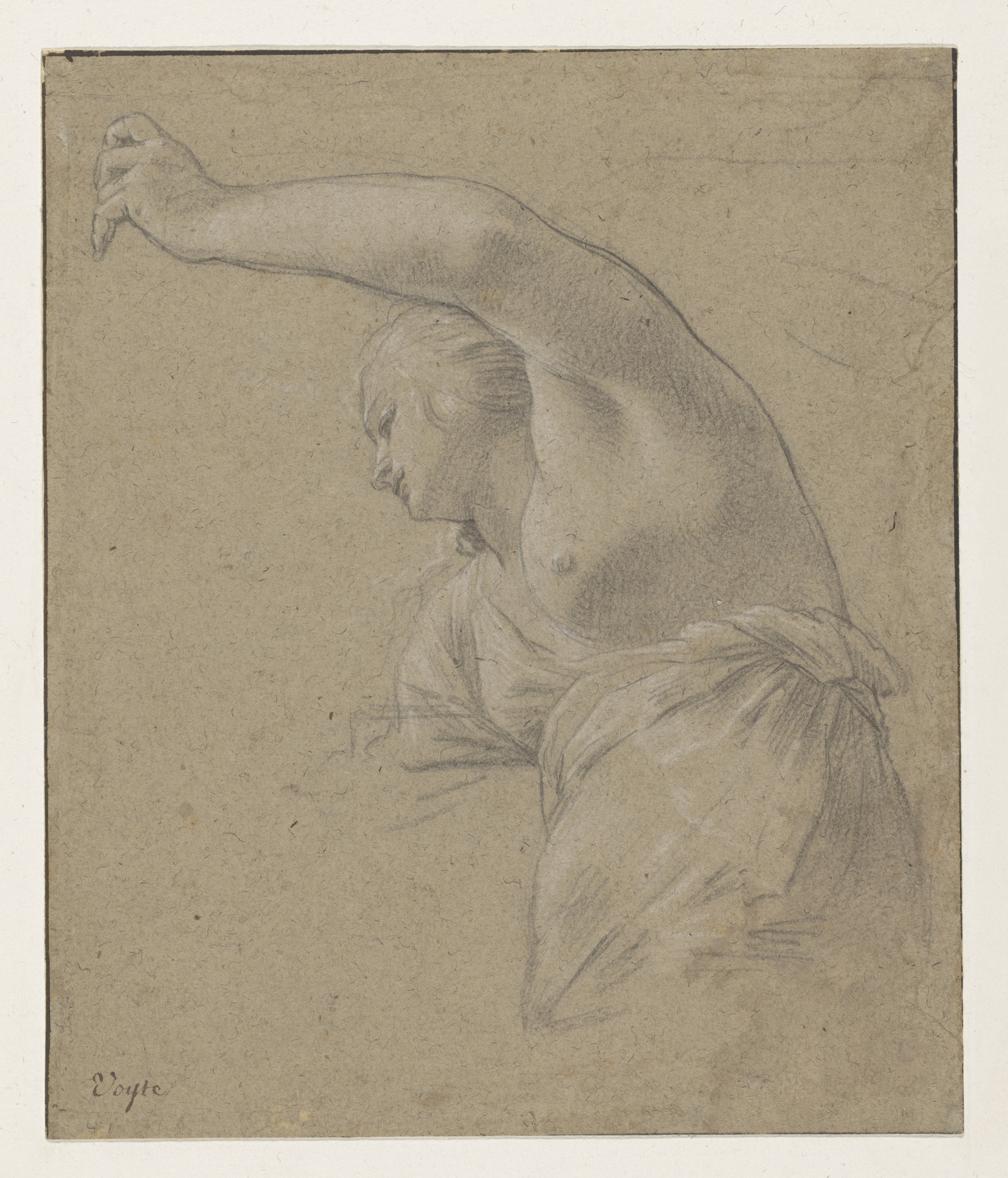 Aurora by Simon Vouet, paper medium, featuring a mythological figure draped in flowing robes at dawn.
