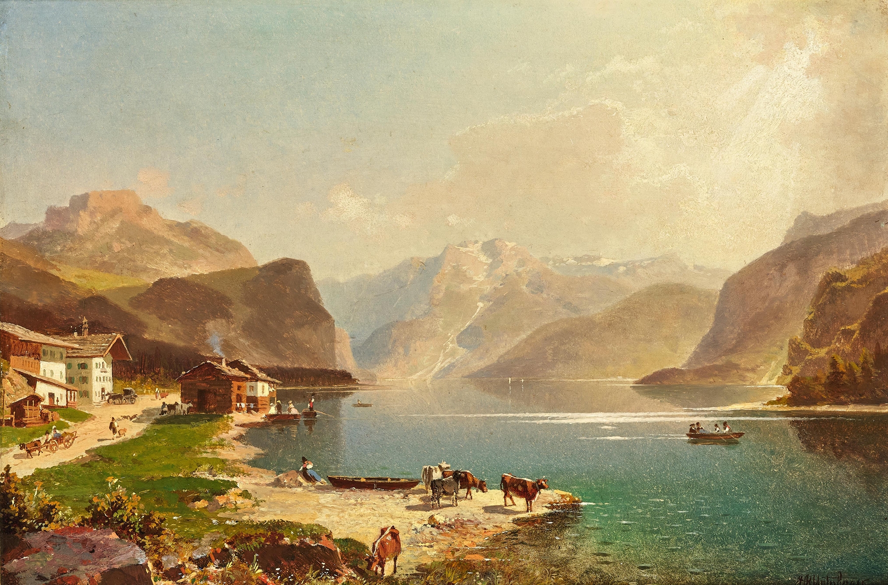 A View of Lake Achensee from the Scholastika towards Pertisau, by Franz Richard Unterberger, public domain