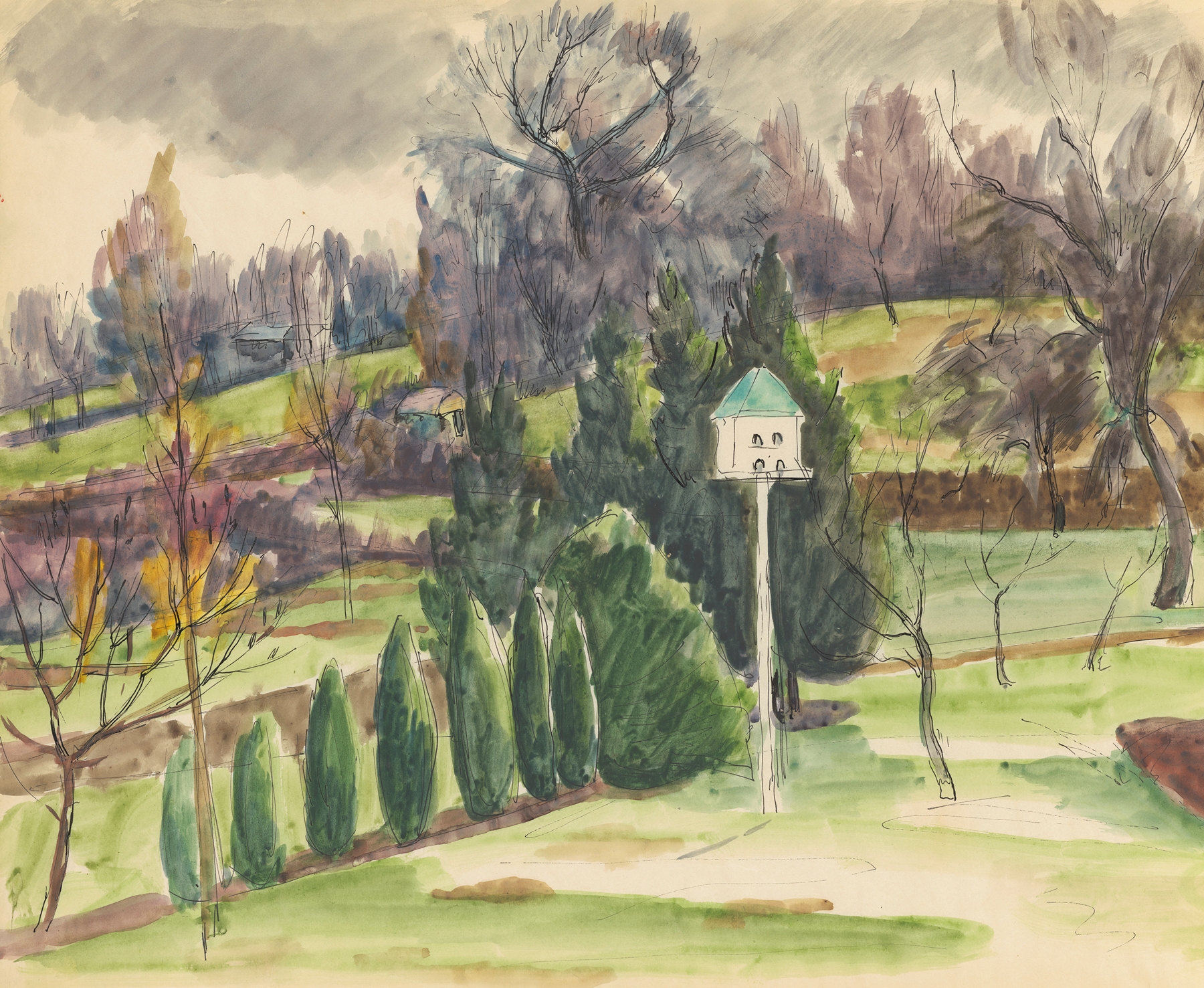 Drawing by Frederick Porter featuring delicate lines and a muted palette