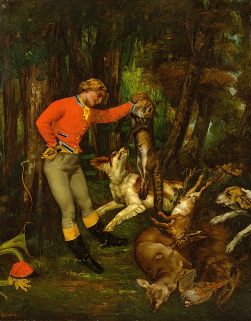 A group of hunters stands around a dead deer, showcasing the aftermath of a hunt.