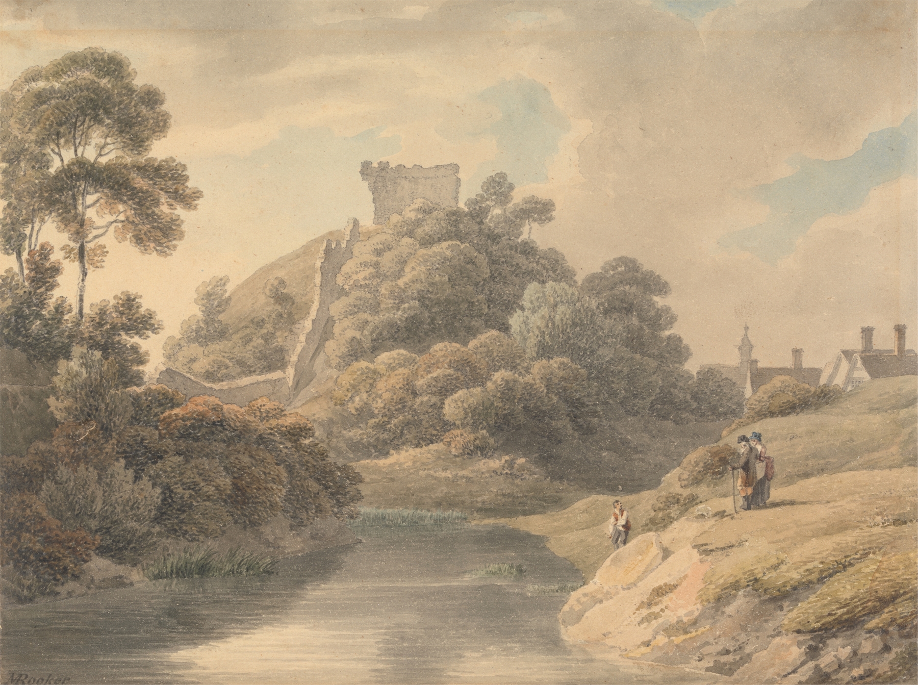 Clare Castle, Suffolk, by Michael Angelo Rooker, public domain