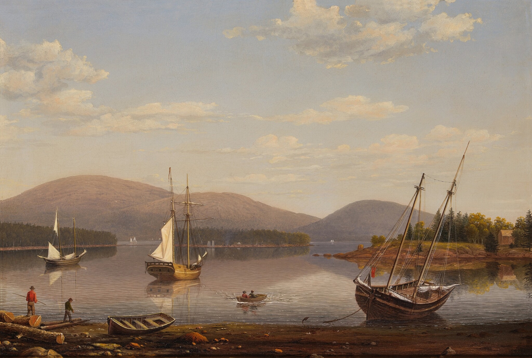 Landscape of Bar Island and Mount Desert Mountains, oil on canvas by Fitz Henry Lane