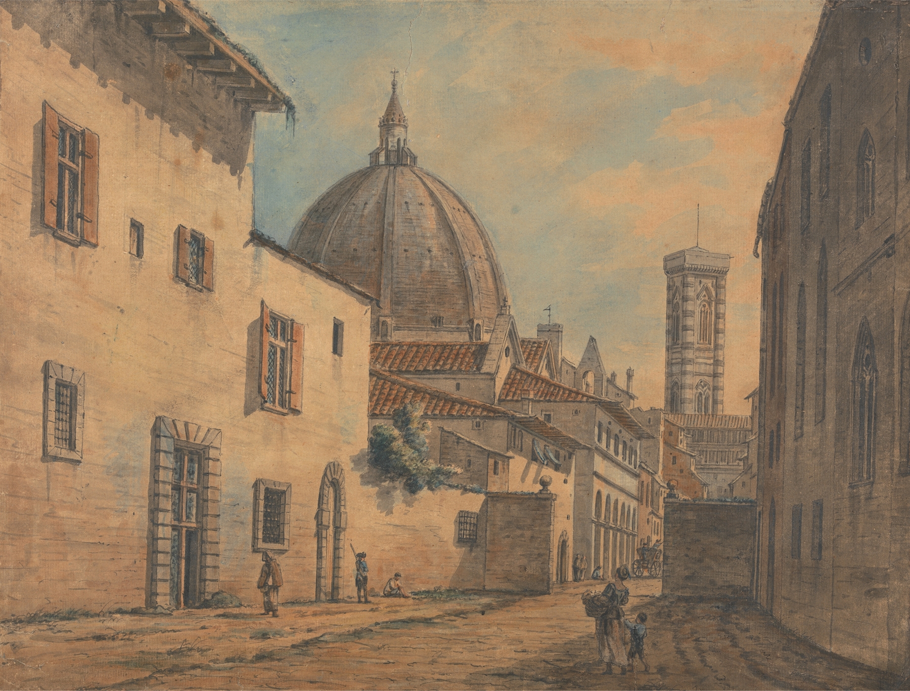 A Street in Florence with the Duomo and Campanile by William Marlow, oil painting