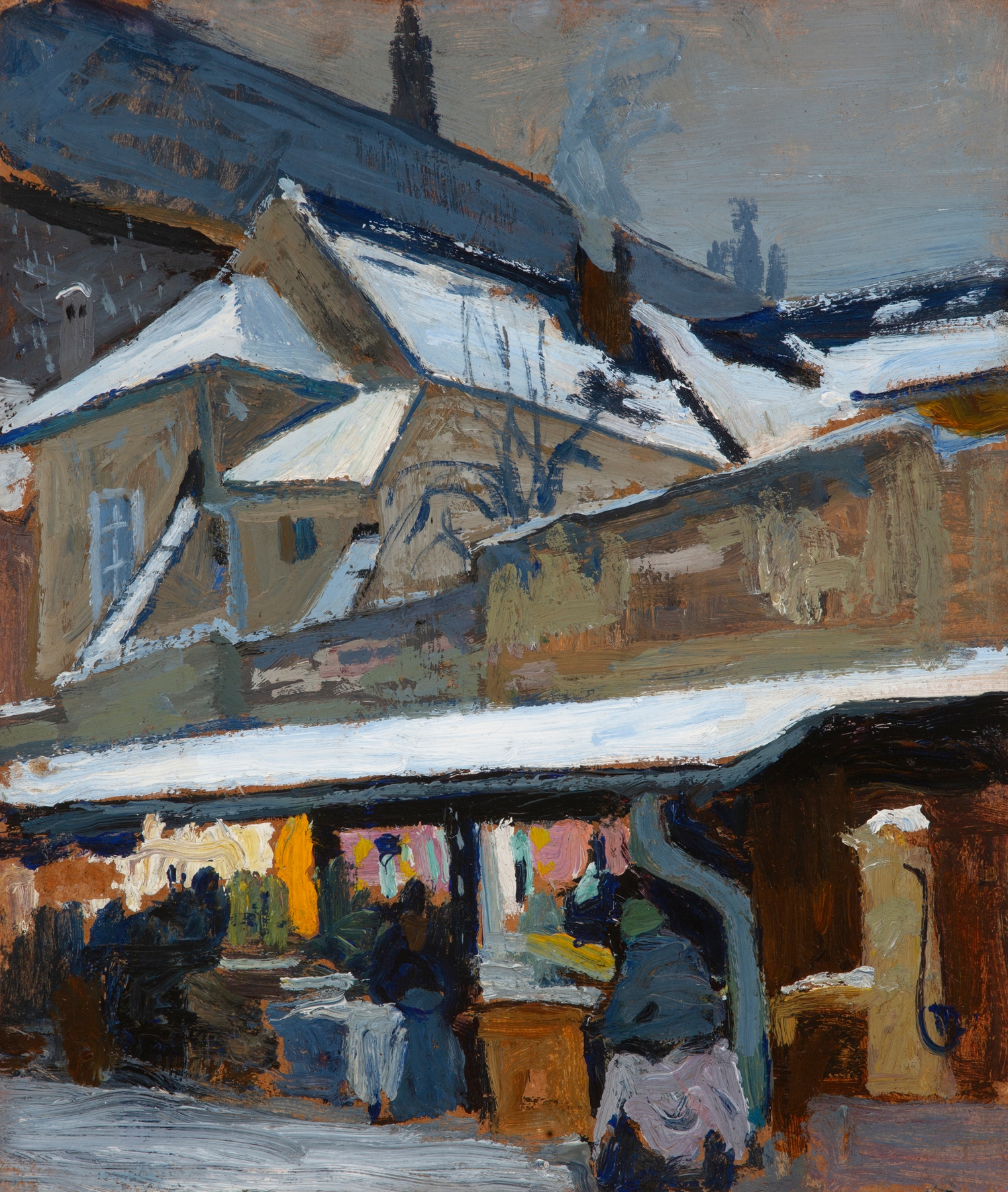 Genre scene depicting a slaughterhouse by Henryk Szczygliński, oil painting from 1903