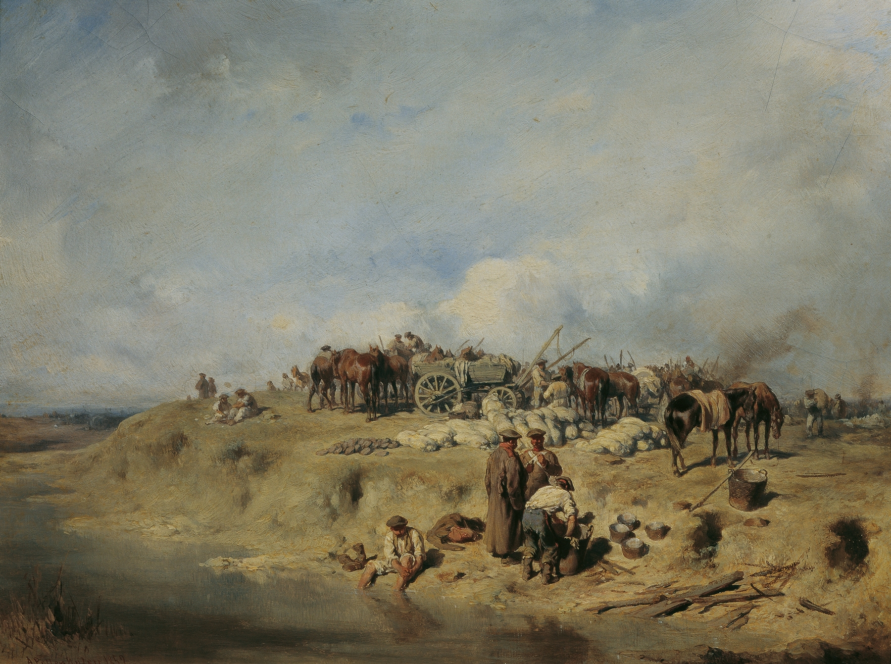 Biwak russischer Soldaten, by August von Pettenkofen, public domain