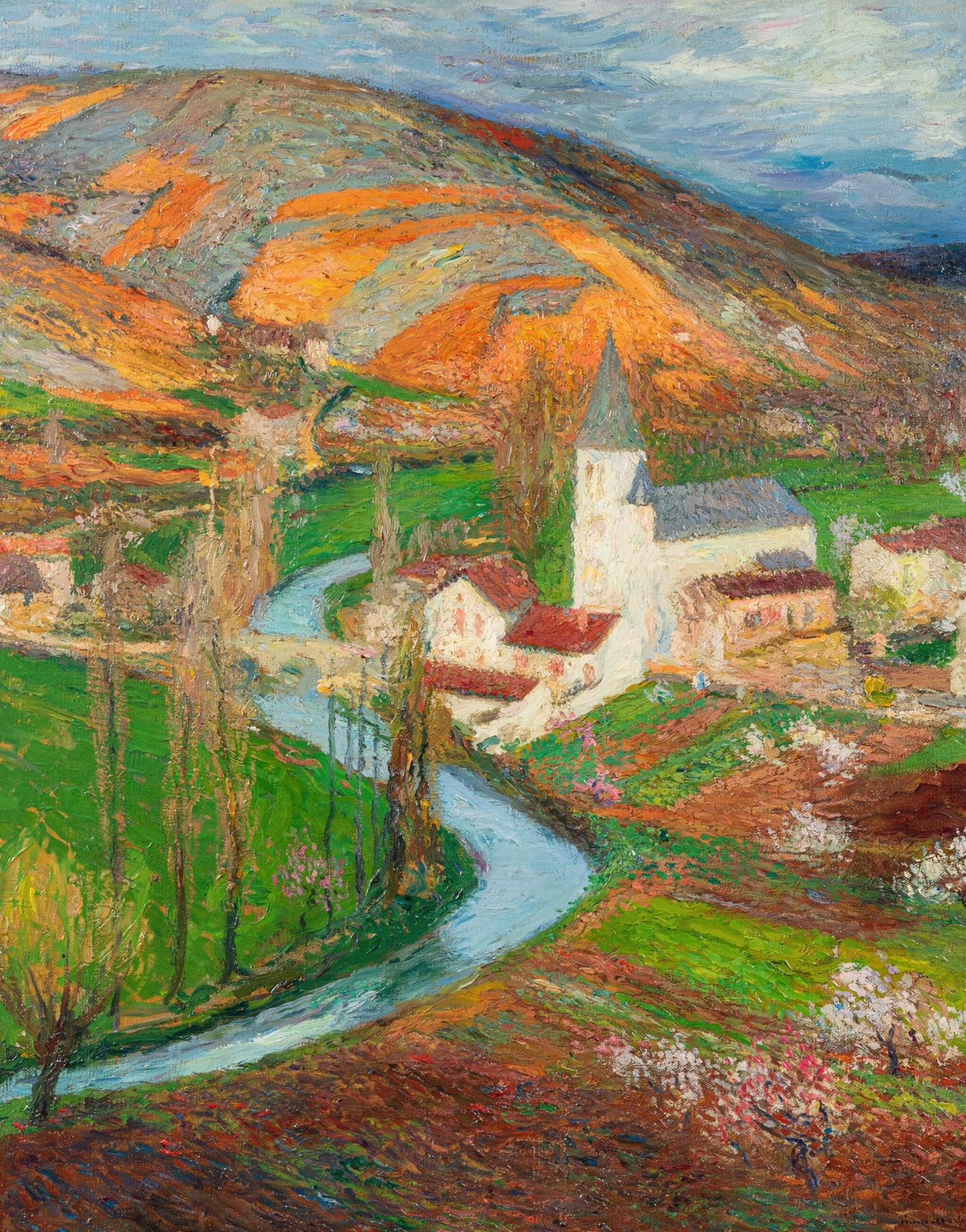 Landscape of Labastide du vert au printemps depuis le jardin de Marquayrol by Henri Martin, oil painting