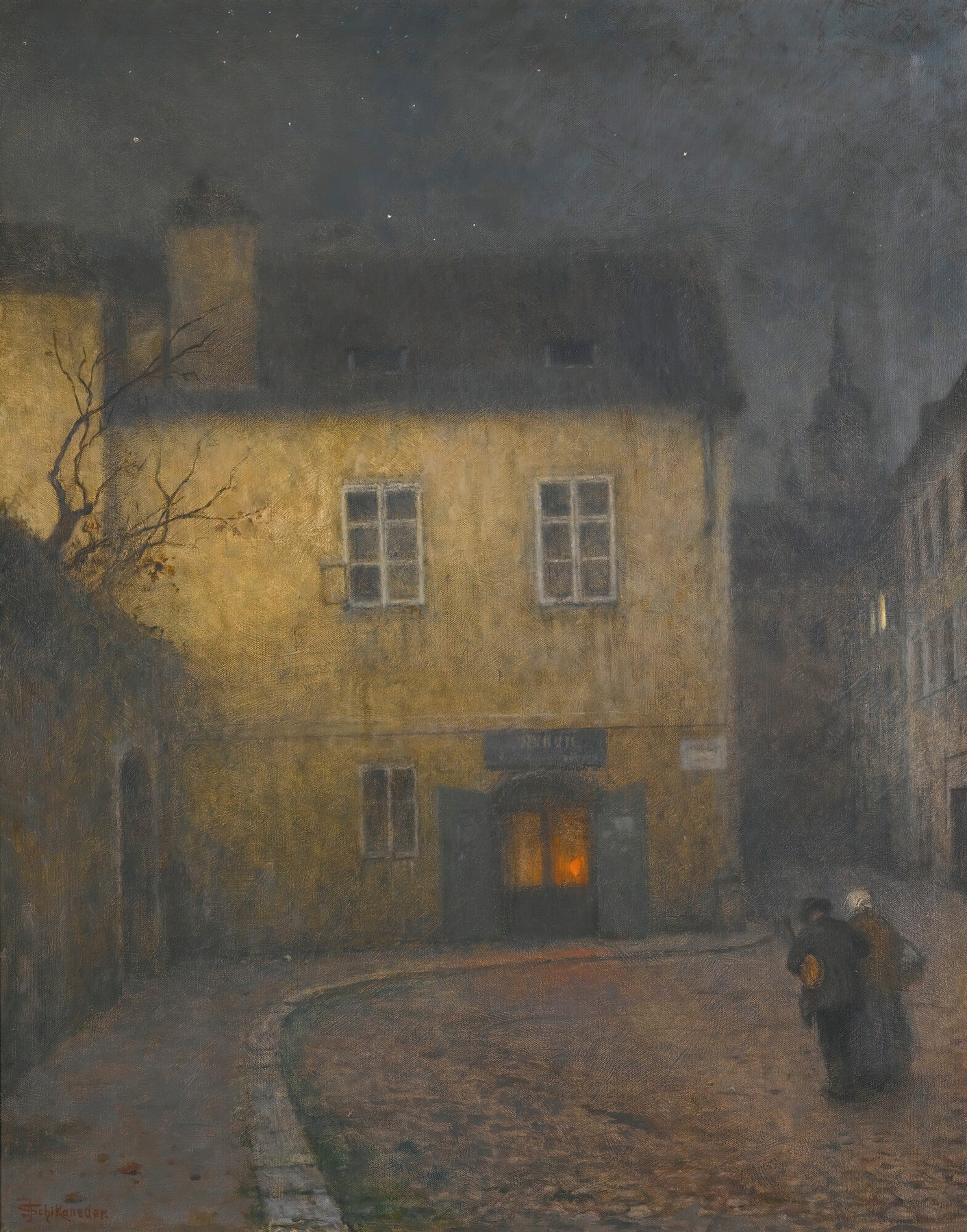 A Street Corner In Prague, by Jakub Schikaneder, public domain