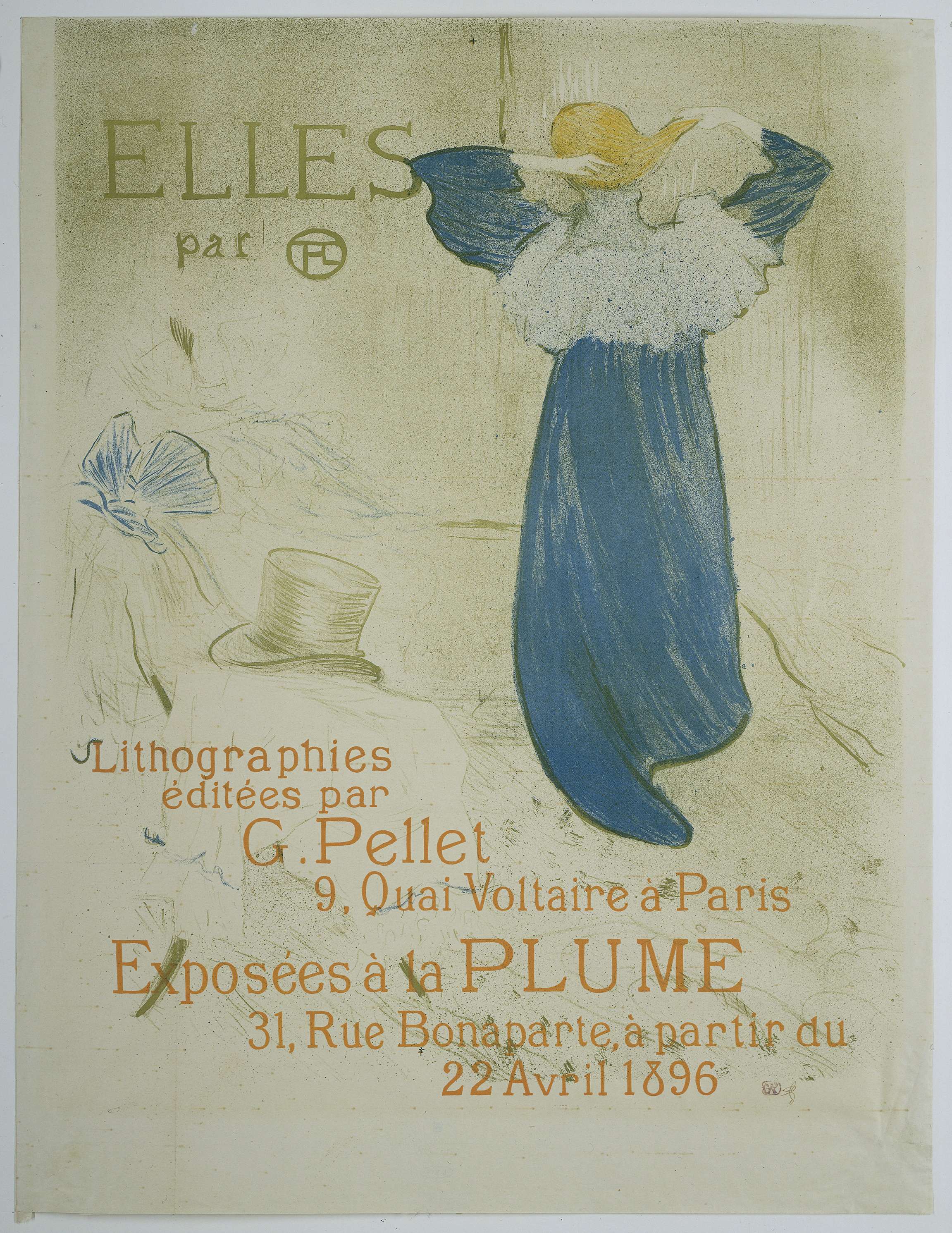 Affiche voor de expositie van de serie Elles van Toulouse-Lautrec bij la Plume, by Henri de Toulouse-Lautrec, public domain