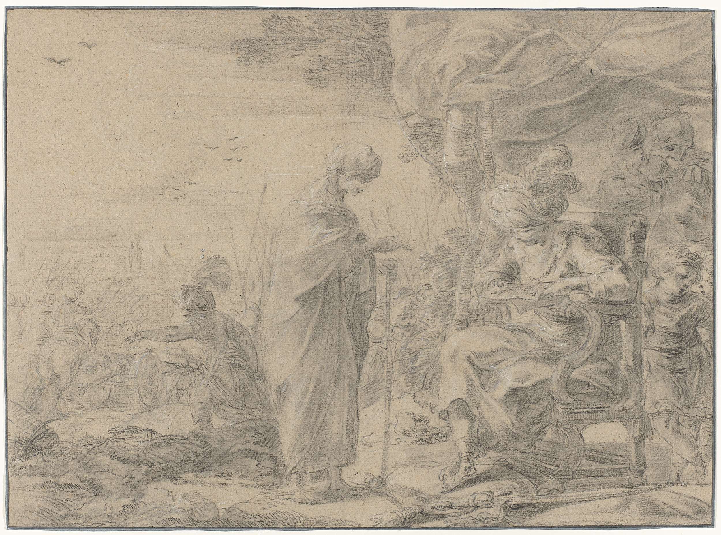 Abradatas receives a letter in oil on canvas by Laurent de La Hire