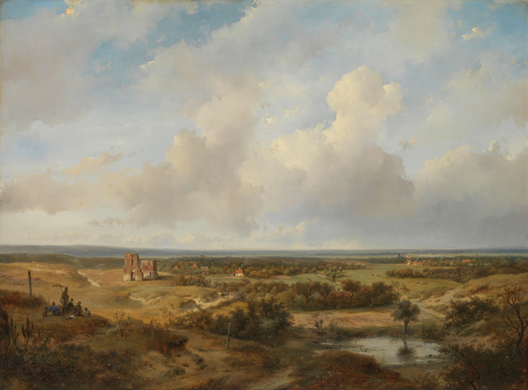 View of the Dunes with the Ruins of Brederode Castle near Santpoort, by Andreas Schelfhout, public domain