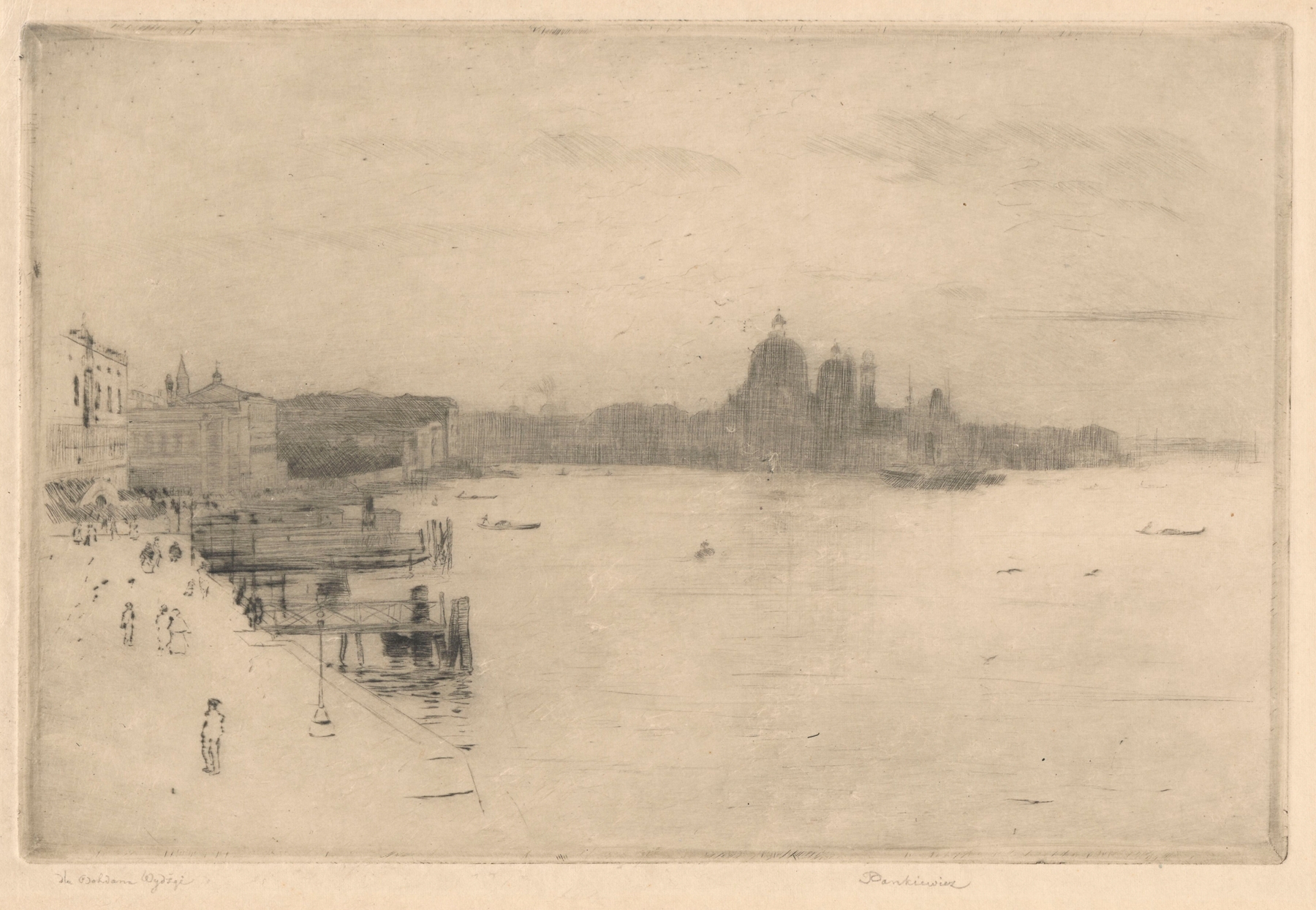 View of Venice by Józef Pankiewicz, oil on canvas depicting tranquil canals and reflections.