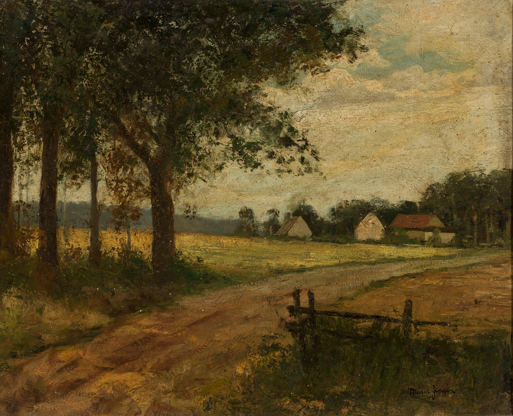 Impressionist oil painting of a countryside landscape by Marie Ibsen Jensen
