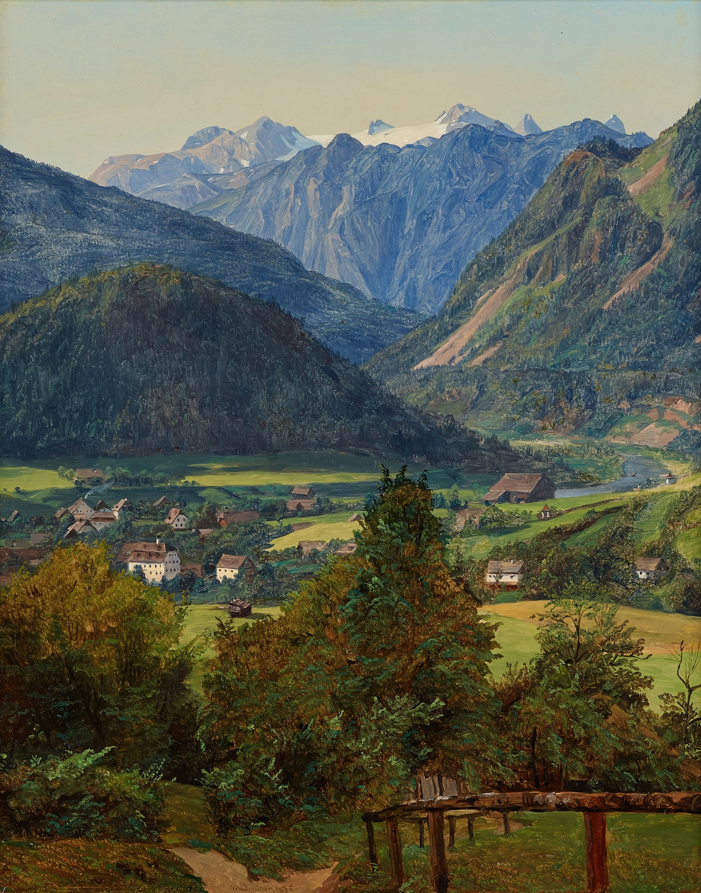 Landscape of Dachstein mountain by Ferdinand Georg Waldmüller, oil painting