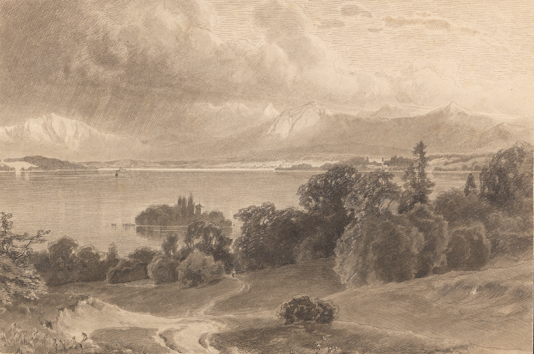 See-Panorama in den Alpen, by Wilhelm Scheuchzer, public domain