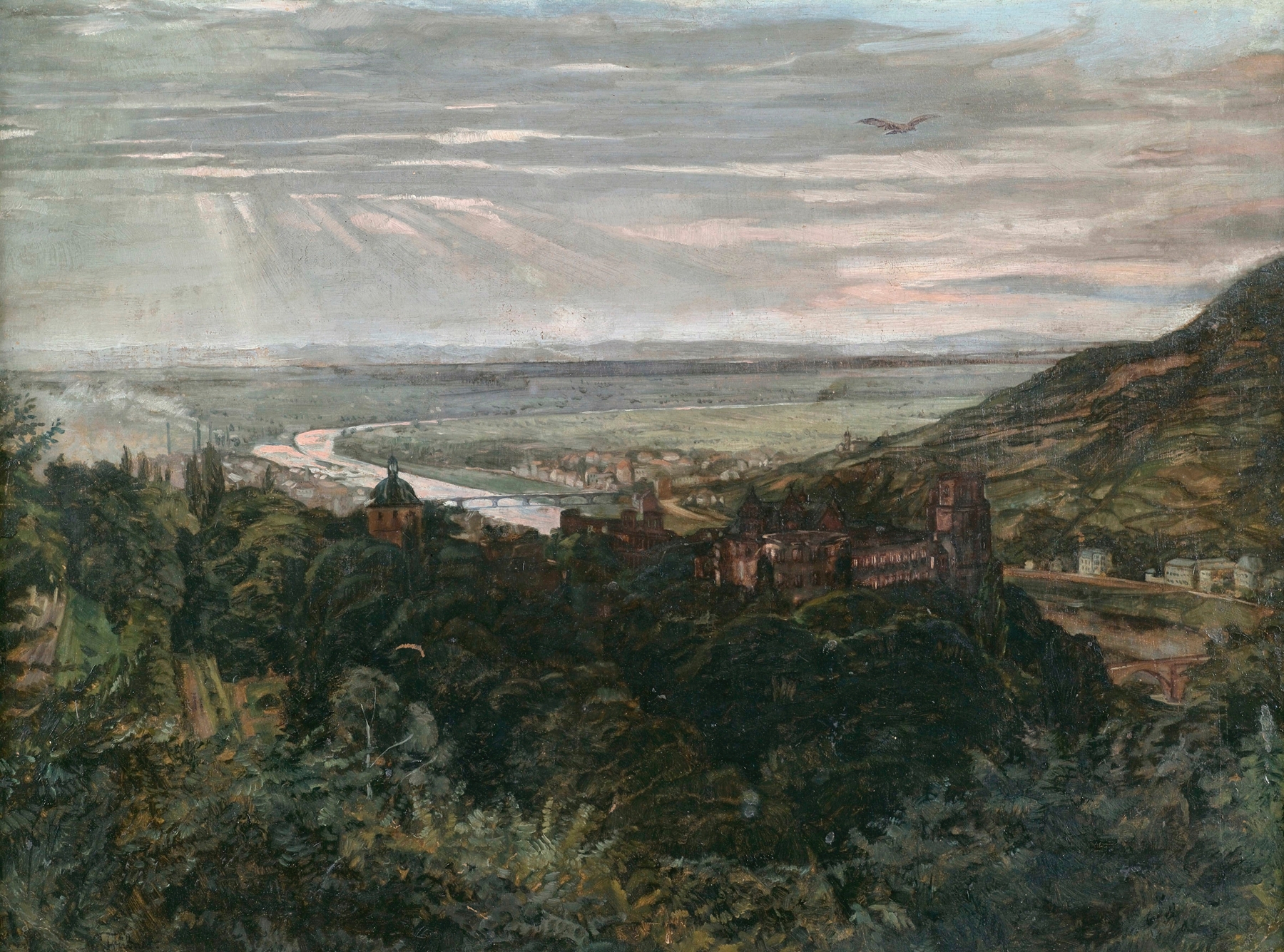 View of Heidelberg, by Wilhelm Trübner, public domain