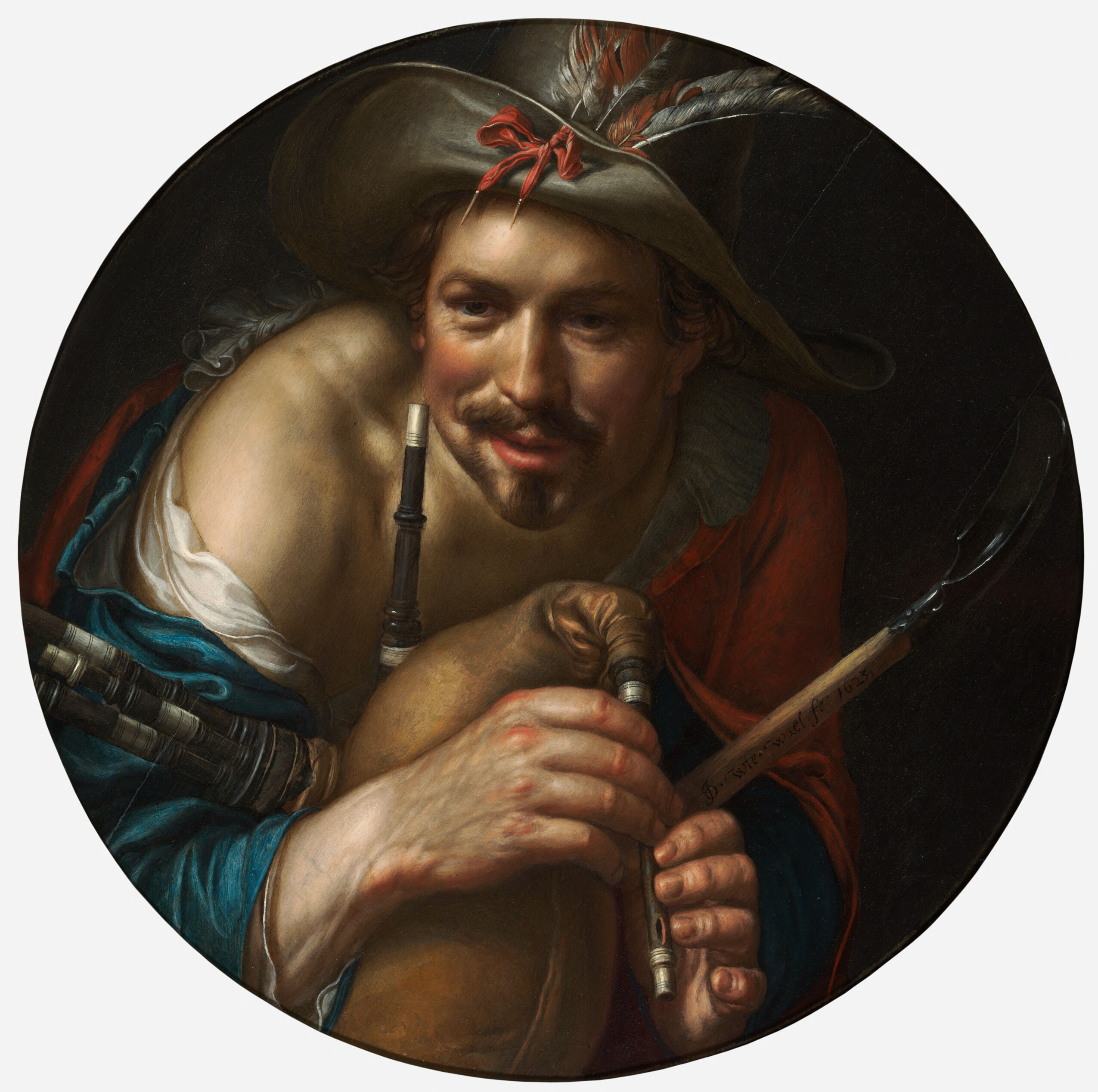 Oil painting by Joachim Wtewael depicting a shepherd in a lush landscape
